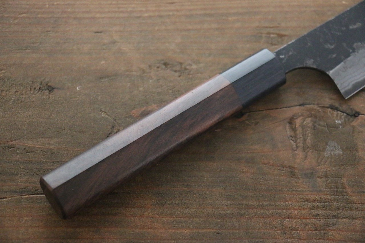 Shungo Ogata White Steel No.2 Kurouchi Damascus Sujihiki 240mm Shitan Handle - Japanny - Best Japanese Knife