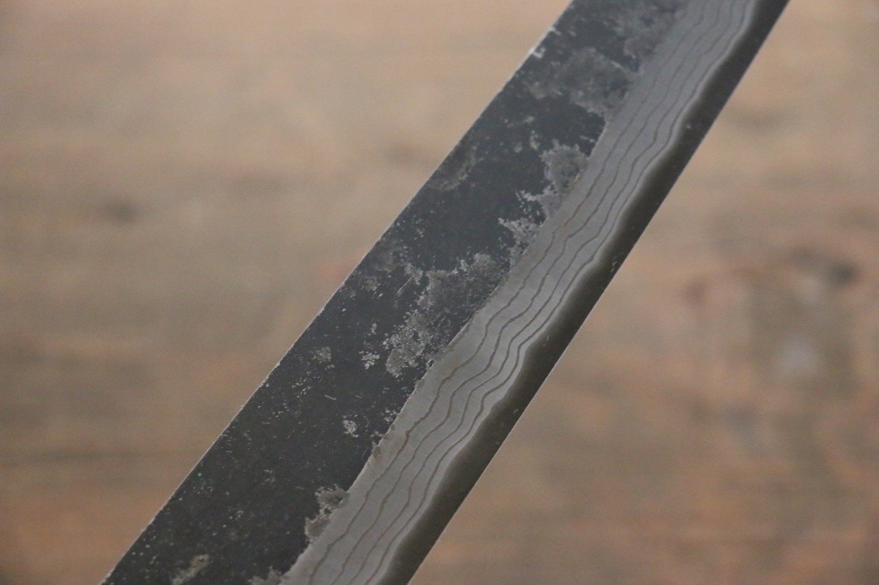 Shungo Ogata White Steel No.2 Kurouchi Damascus Sujihiki 240mm Shitan Handle - Japanny - Best Japanese Knife