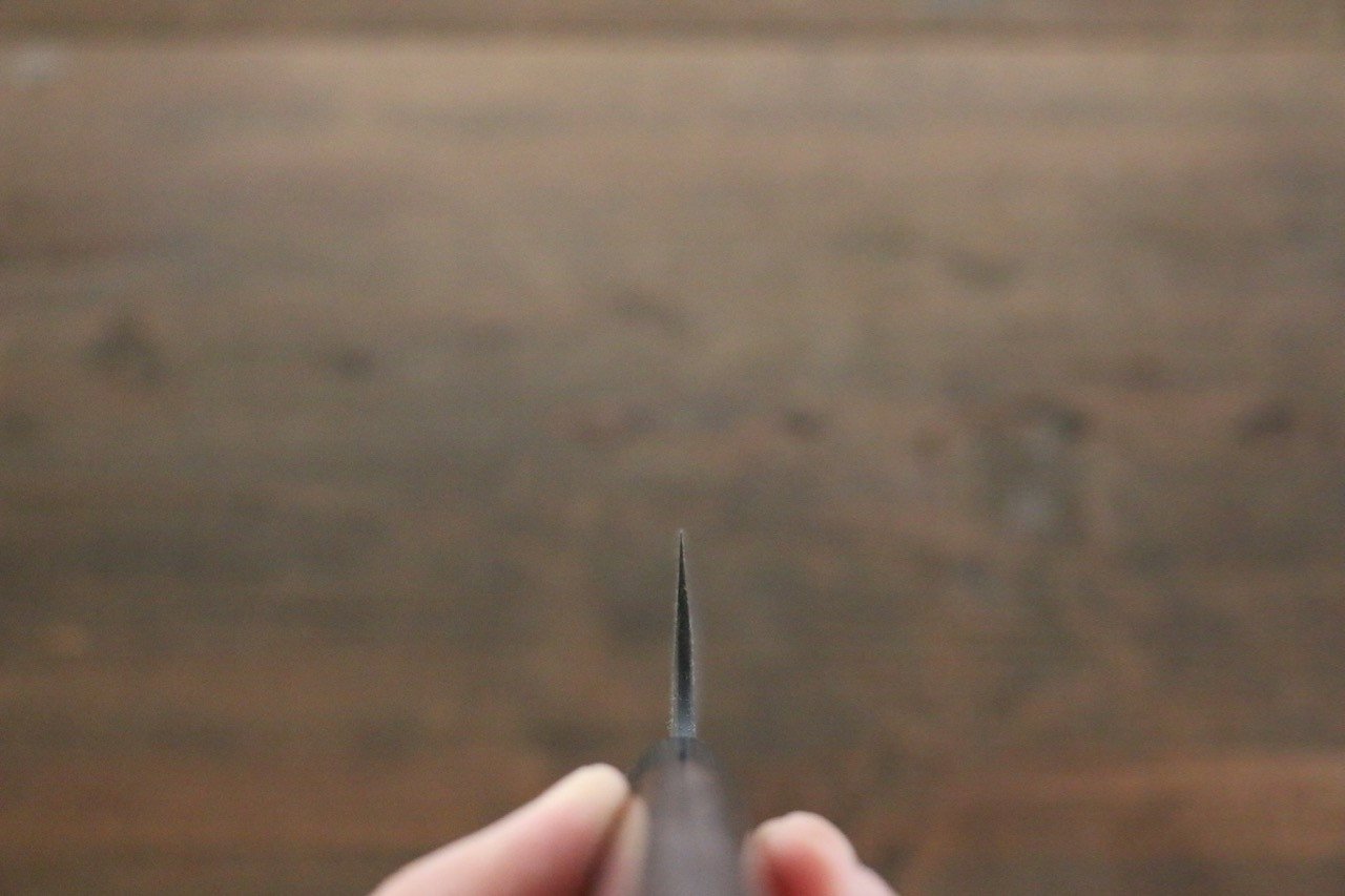 Shungo Ogata White Steel No.2 Kurouchi Damascus Sujihiki 240mm Shitan Handle - Japanny - Best Japanese Knife