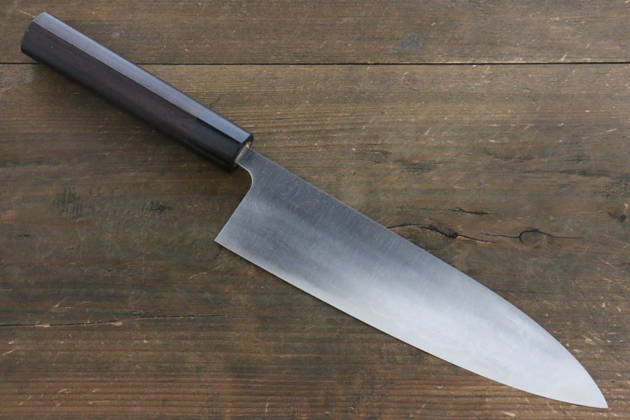 Shungo Ogata White Steel No.2 Damascus Gyuto 210mm Shitan Handle - Japanny - Best Japanese Knife