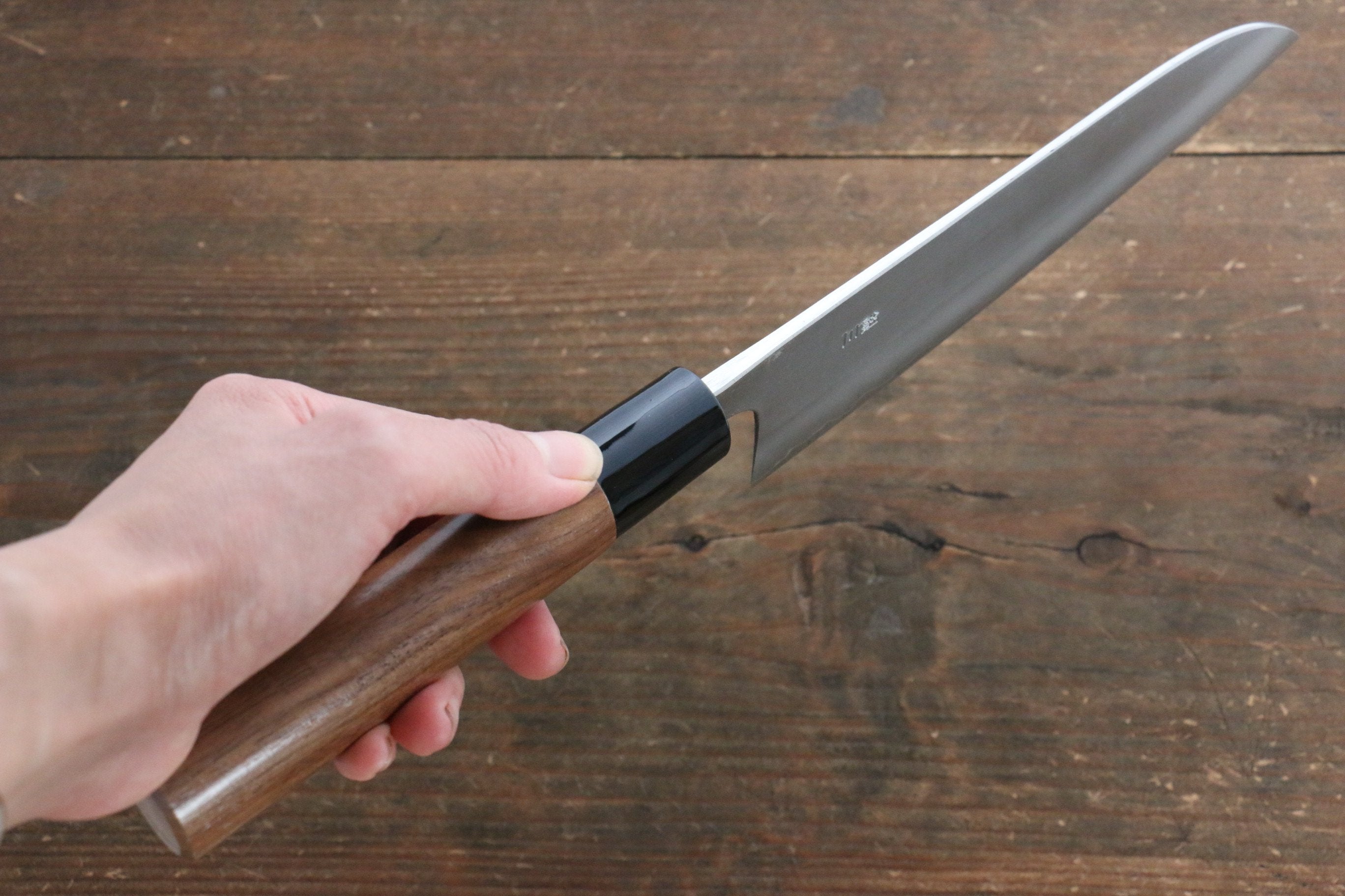 Nao Yamamoto Silver Steel No.3 Nashiji Santoku 165mm Walnut Handle - Japanny - Best Japanese Knife