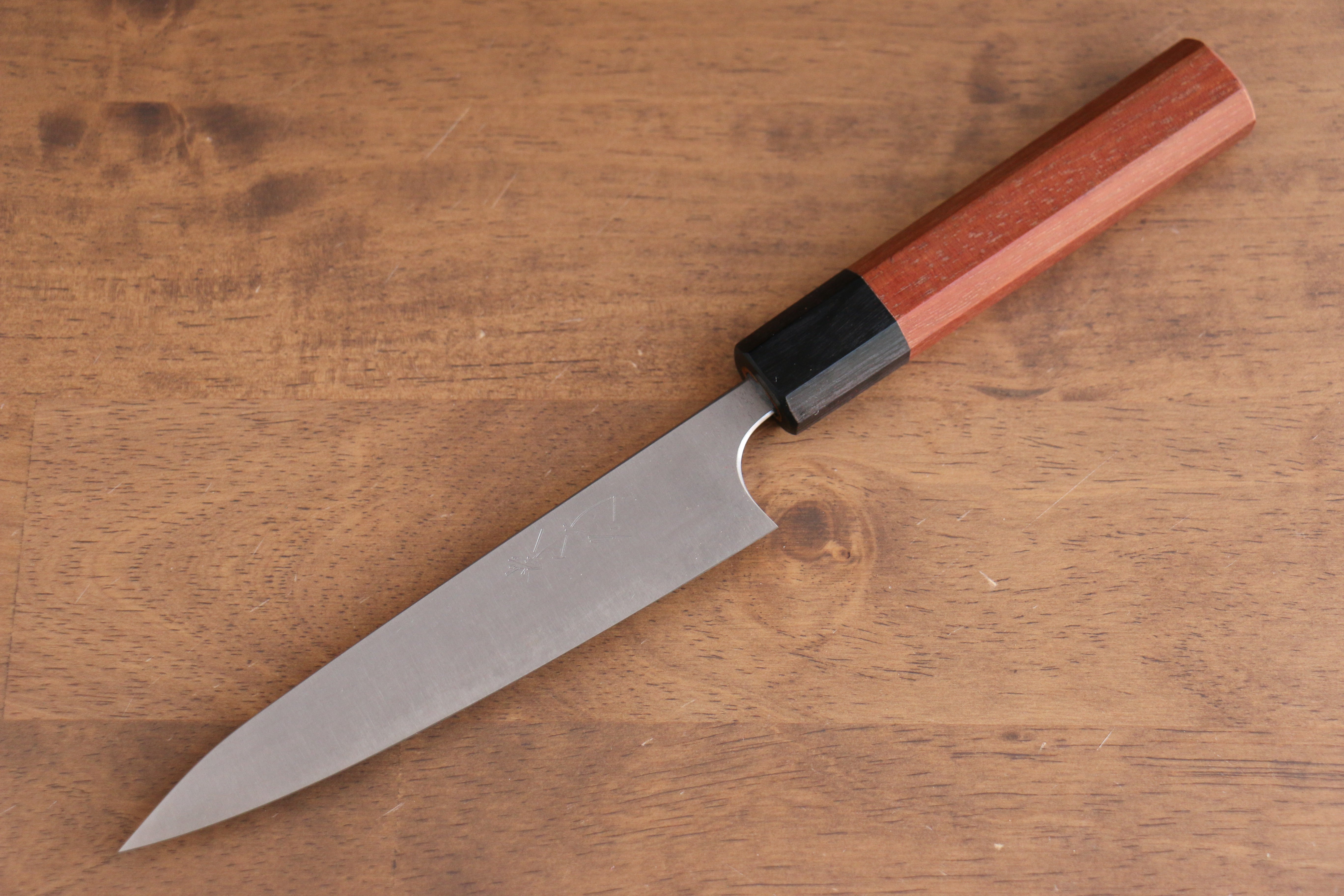Shibata Takayuki Koutetsu Blue Super Petty-Utility 135mm Jarrah Handle - Japanny - Best Japanese Knife