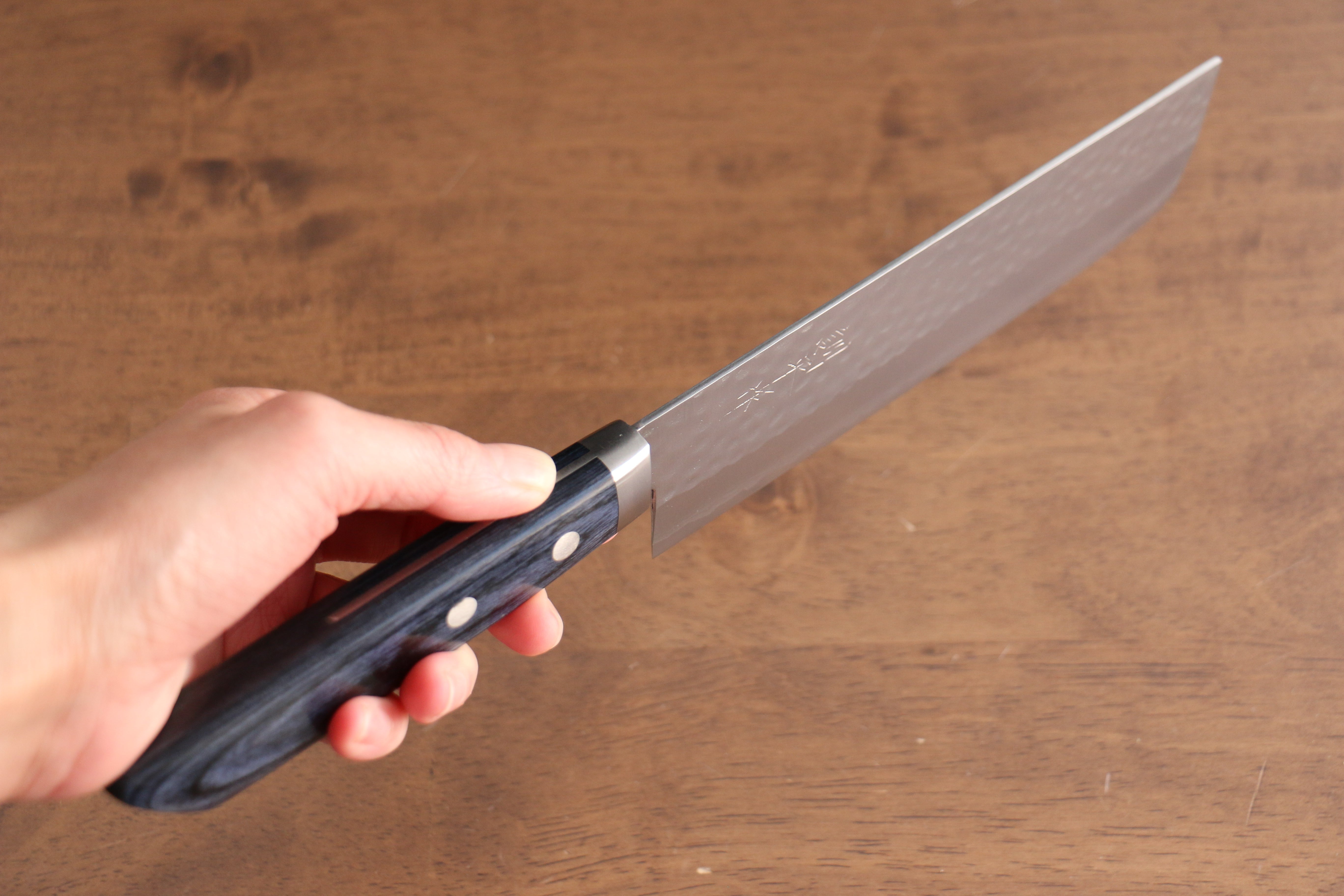 Kunihira Kokuryu VG10 Hammered Damascus Usuba 165mm Navy blue Pakka wood Handle - Japanny - Best Japanese Knife