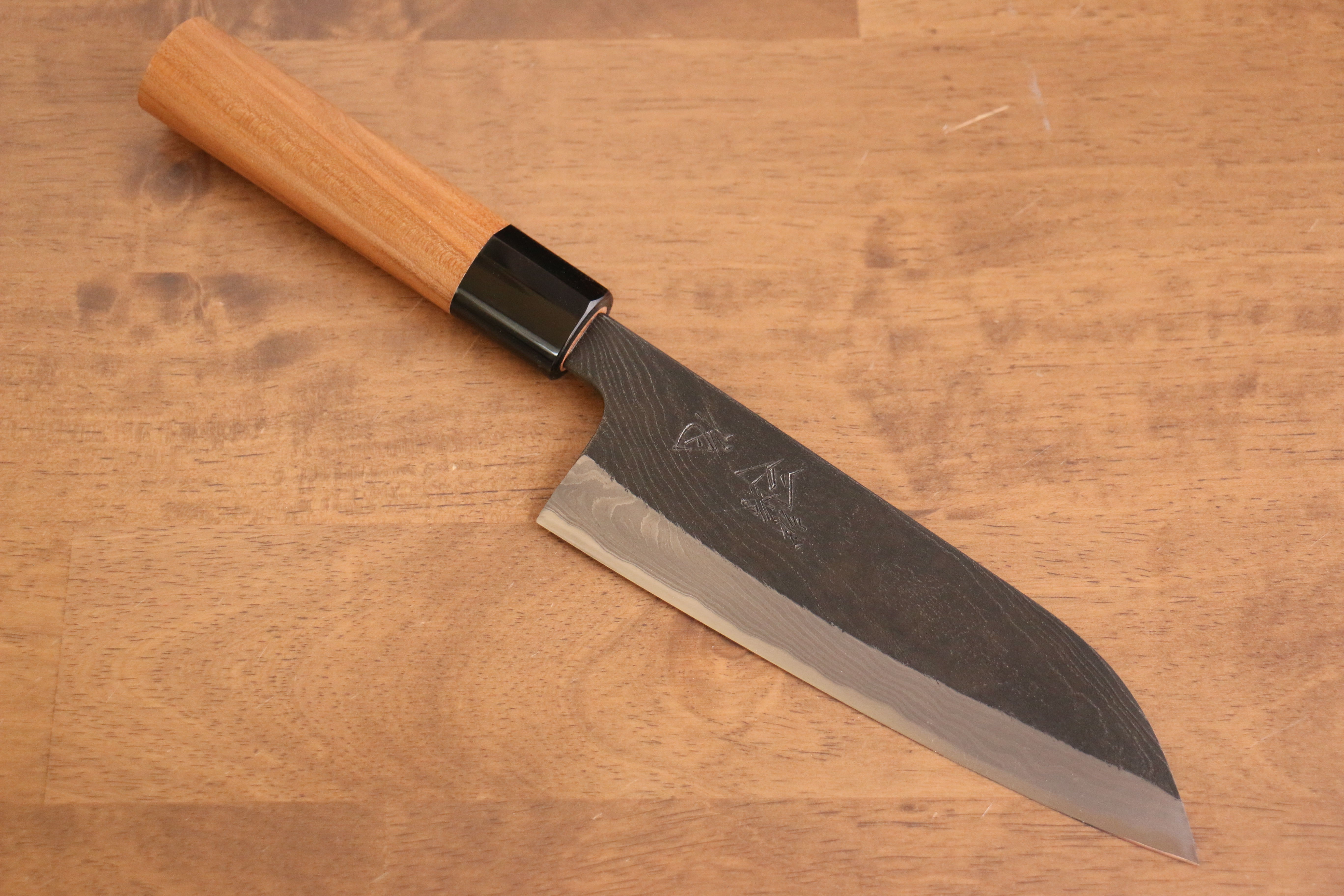 Tsukasa Hinoura Tamahagane Kurouchi Santoku 165mm Wild Cherry Handle - Japanny - Best Japanese Knife