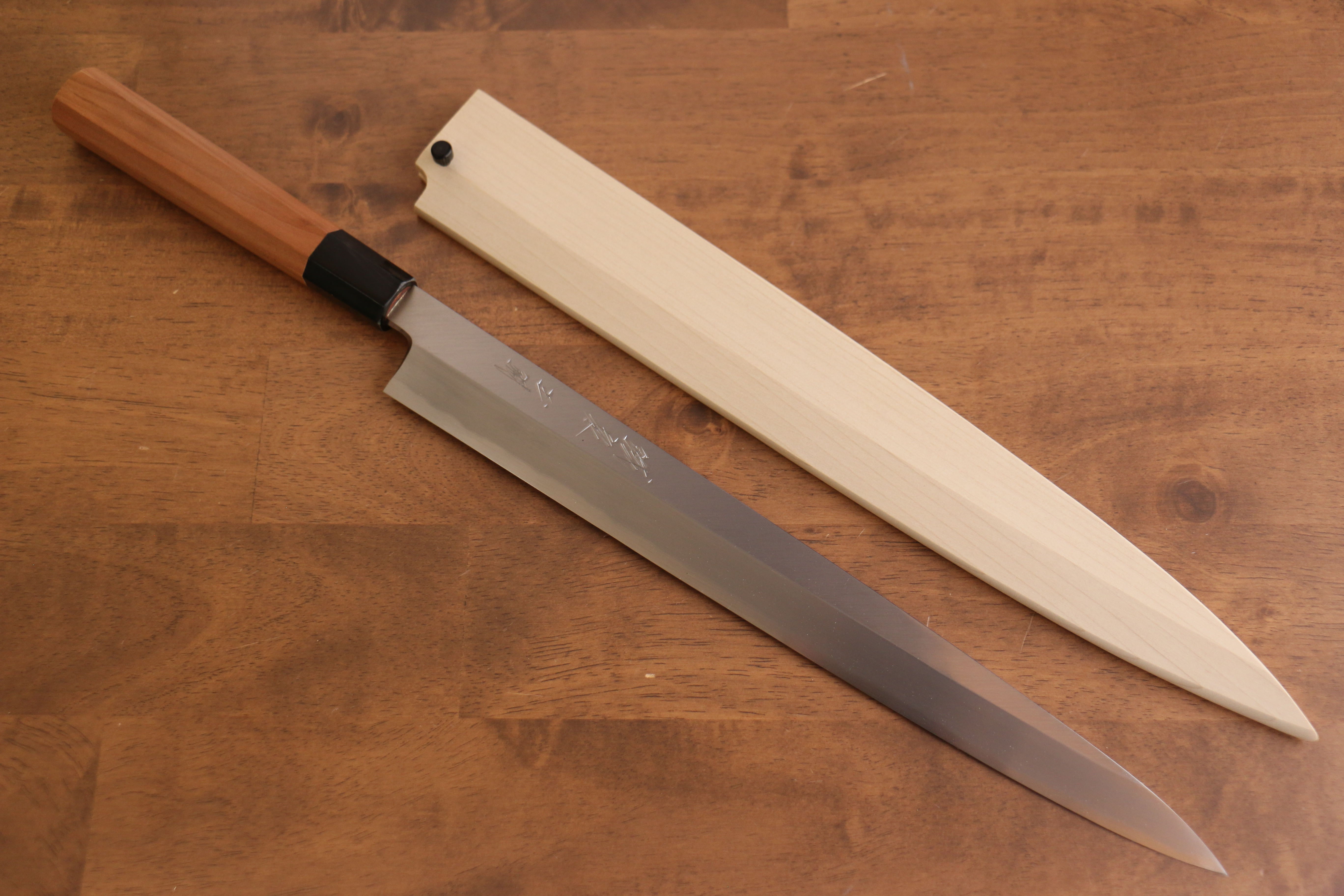 Tessen by Tanaka Tamahagane Yanagiba 315mm Wild Cherry Handle with Sheath - Japanny - Best Japanese Knife