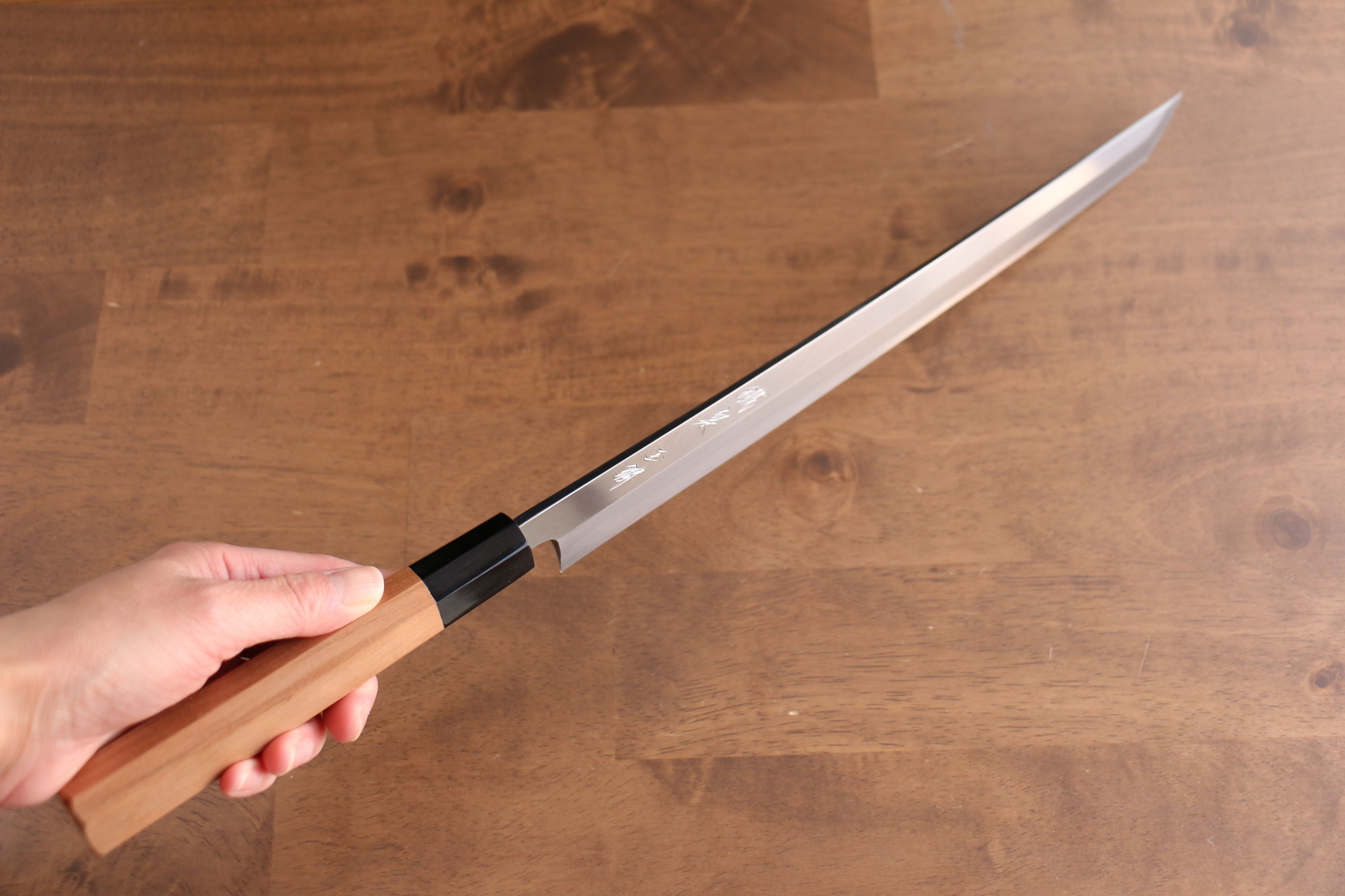 Tessen by Tanaka Tamahagane Sakimaru Yanagiba 315mm Wild Cherry Handle with Sheath - Japanny - Best Japanese Knife