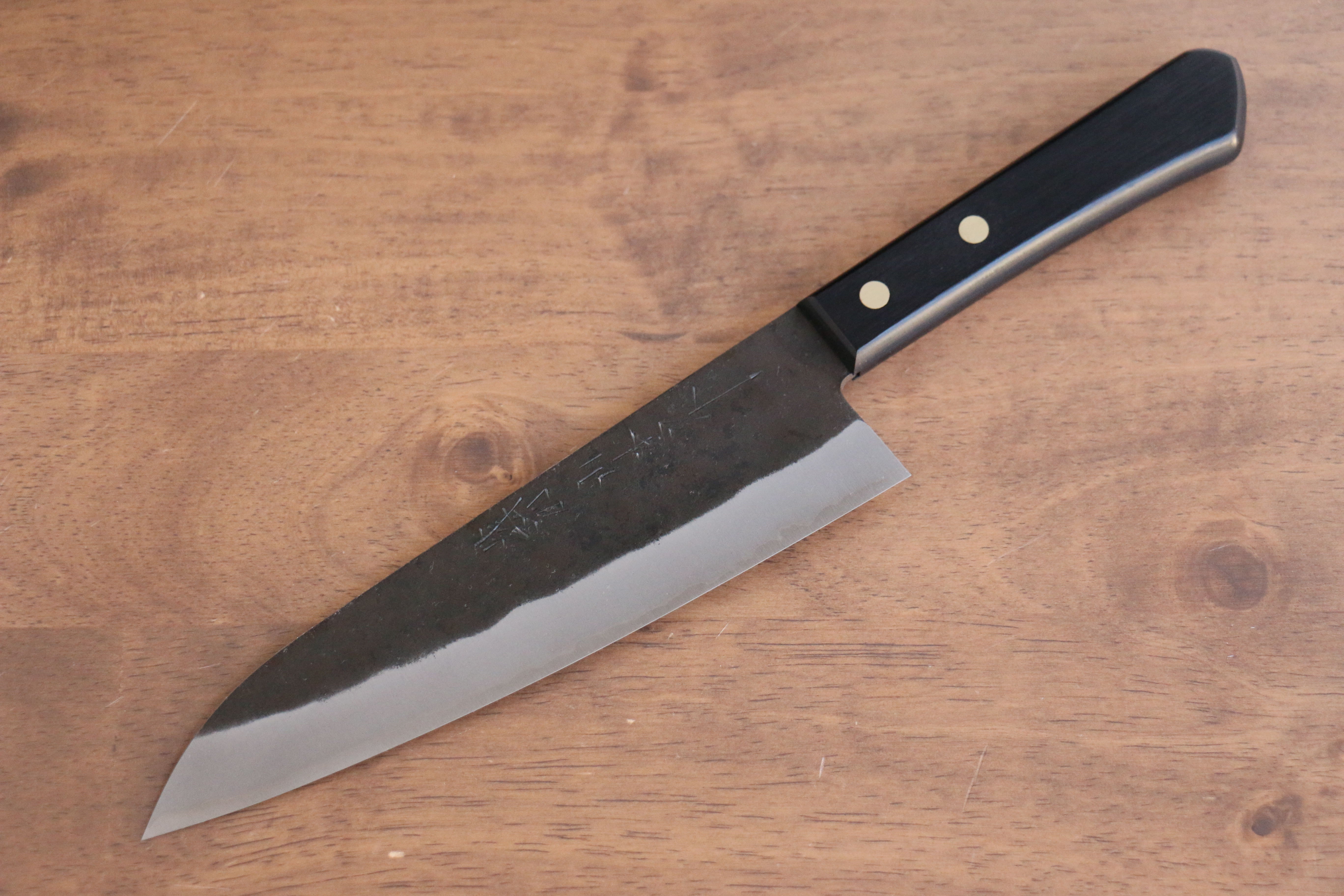 Nao Yamamoto White Steel No.2 Kurouchi Gyuto 180mm Black Pakka wood Handle - Japanny - Best Japanese Knife