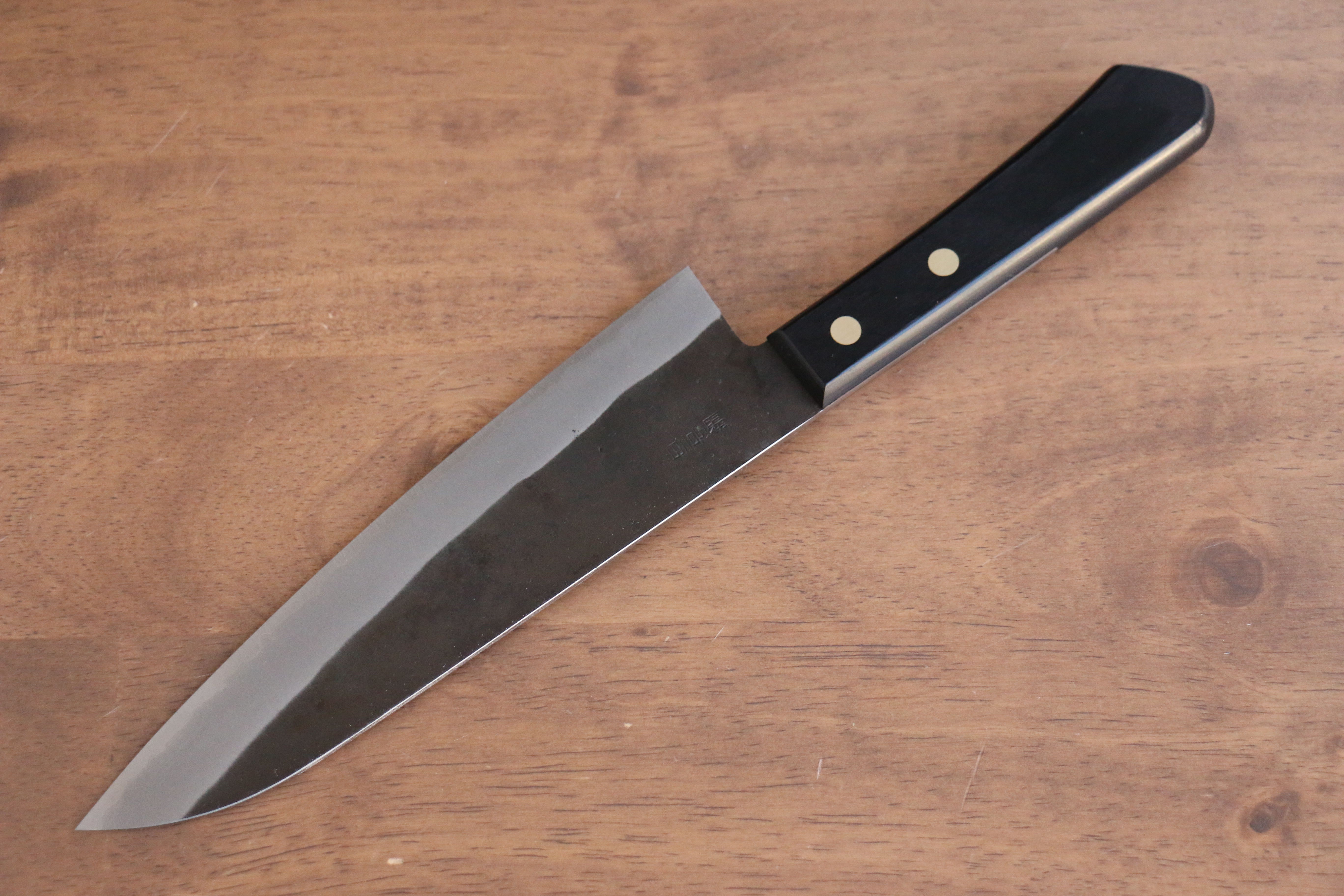 Nao Yamamoto White Steel No.2 Kurouchi Gyuto 180mm Black Pakka wood Handle - Japanny - Best Japanese Knife