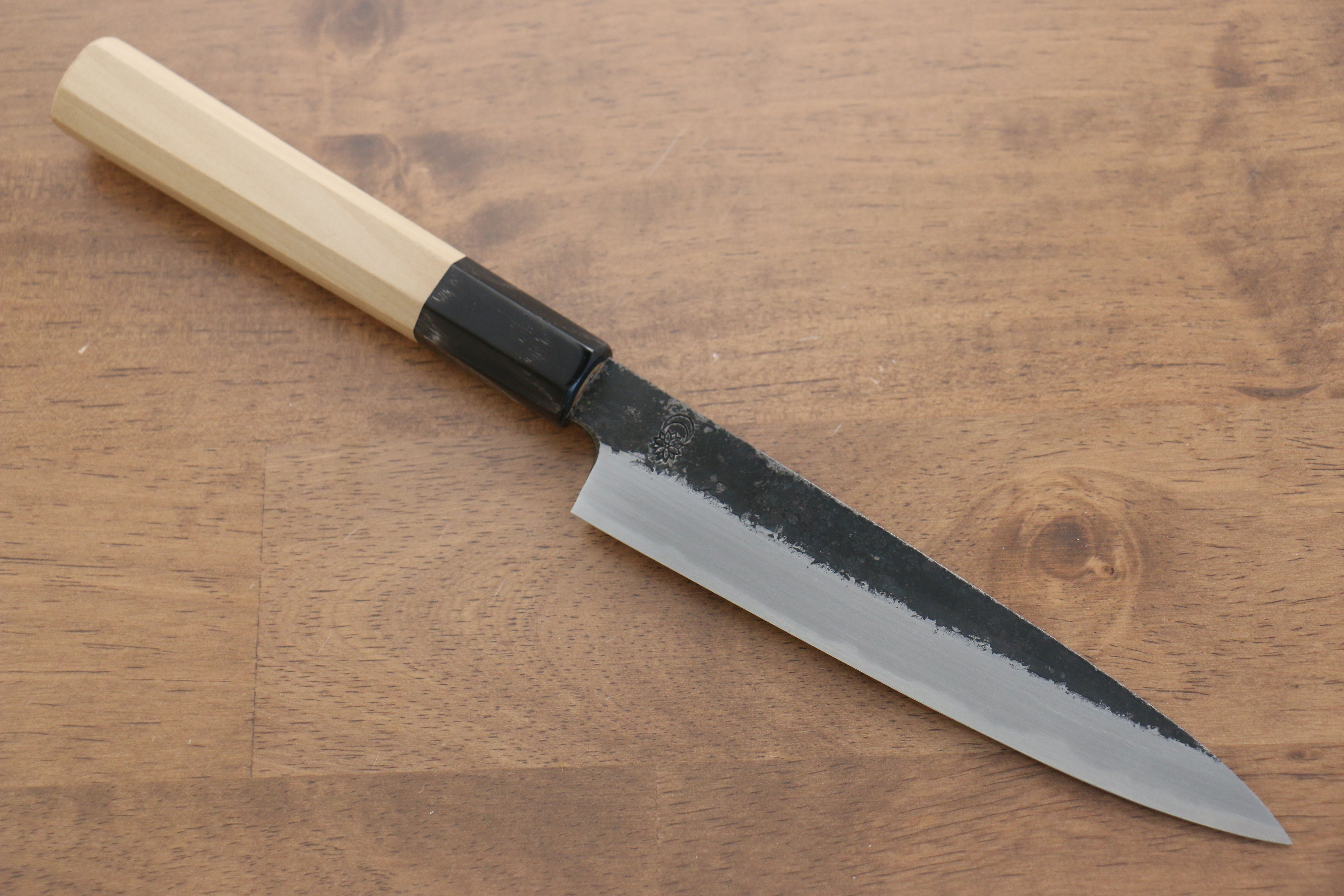 Kikuzuki White Steel No.2 Black Finished Petty-Utility 150mm Magnolia Handle - Japanny - Best Japanese Knife