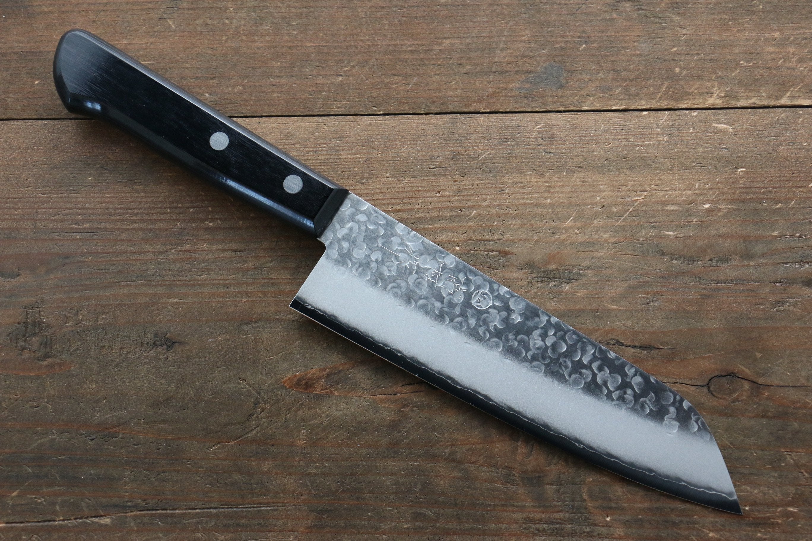 Takamura Knives Chromax Steel Hammered Santoku 170mm with Black Pakka wood Handle - Japanny - Best Japanese Knife