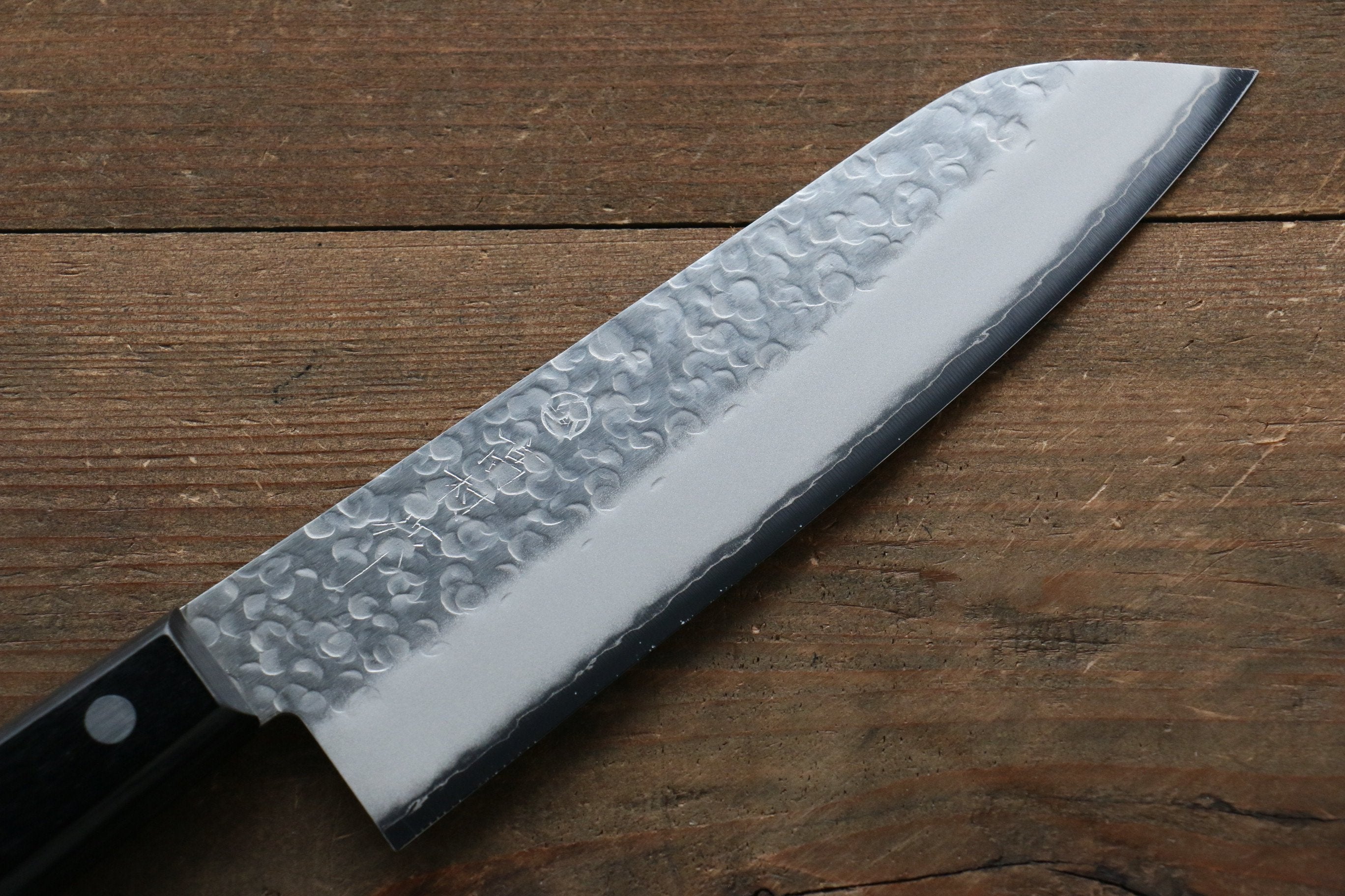 Takamura Knives Chromax Steel Hammered Santoku 170mm with Black Pakka wood Handle - Japanny - Best Japanese Knife