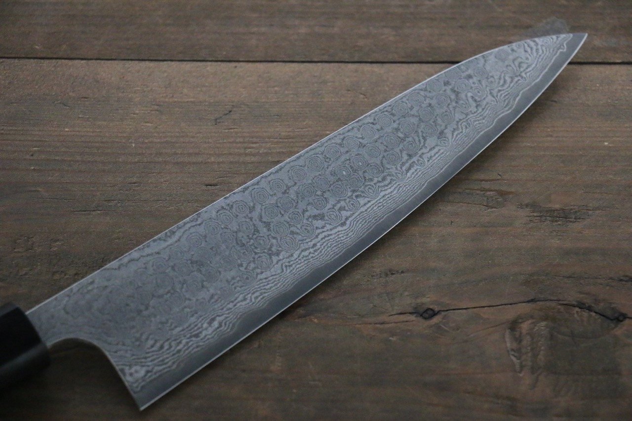 Nao Yamamoto VG10 Black Damascus Gyuto 210mm Shitan Handle - Japanny - Best Japanese Knife