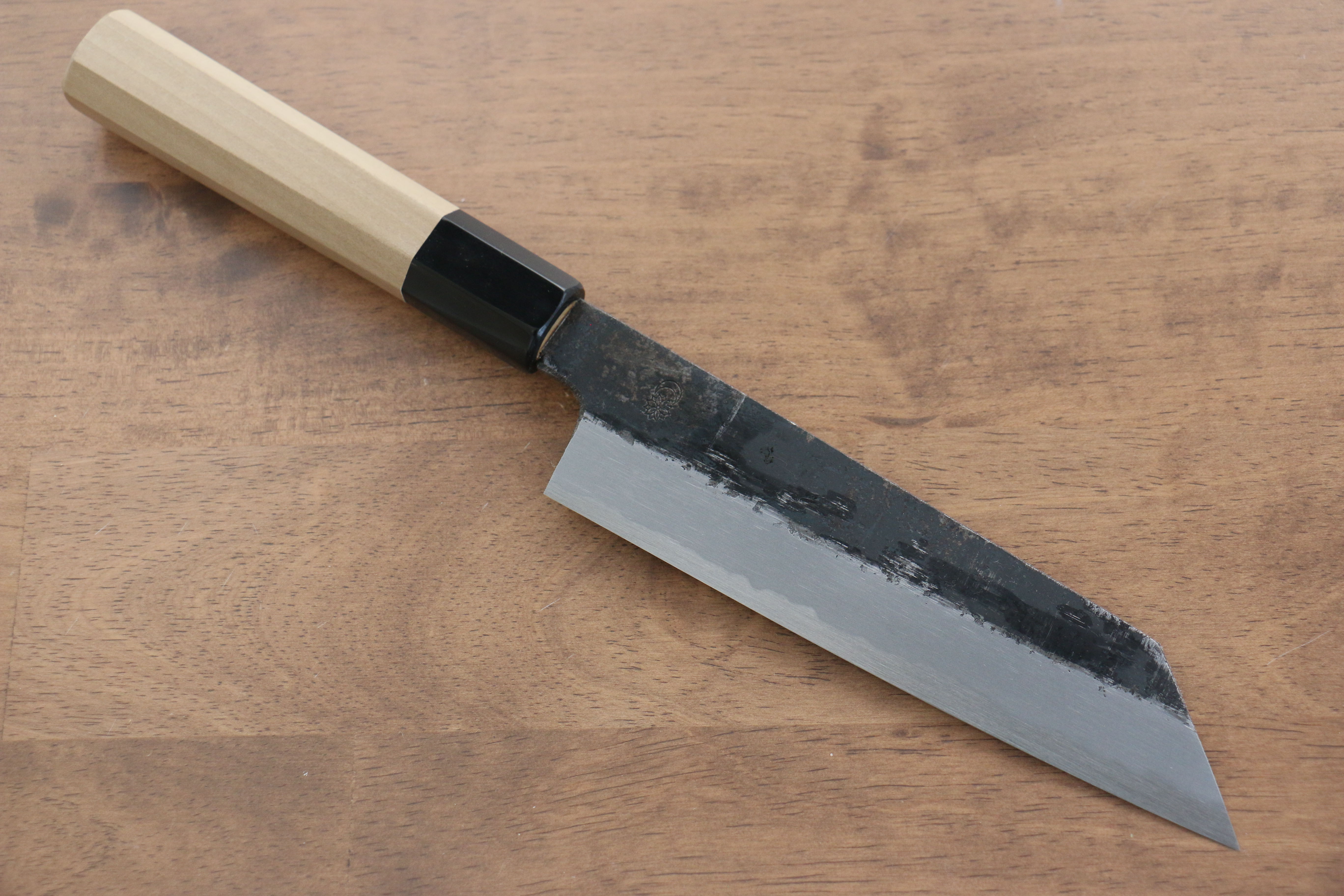 Kikuzuki White Steel No.2 Black Finished Kiritsuke Santoku 180mm Magnolia Handle - Japanny - Best Japanese Knife