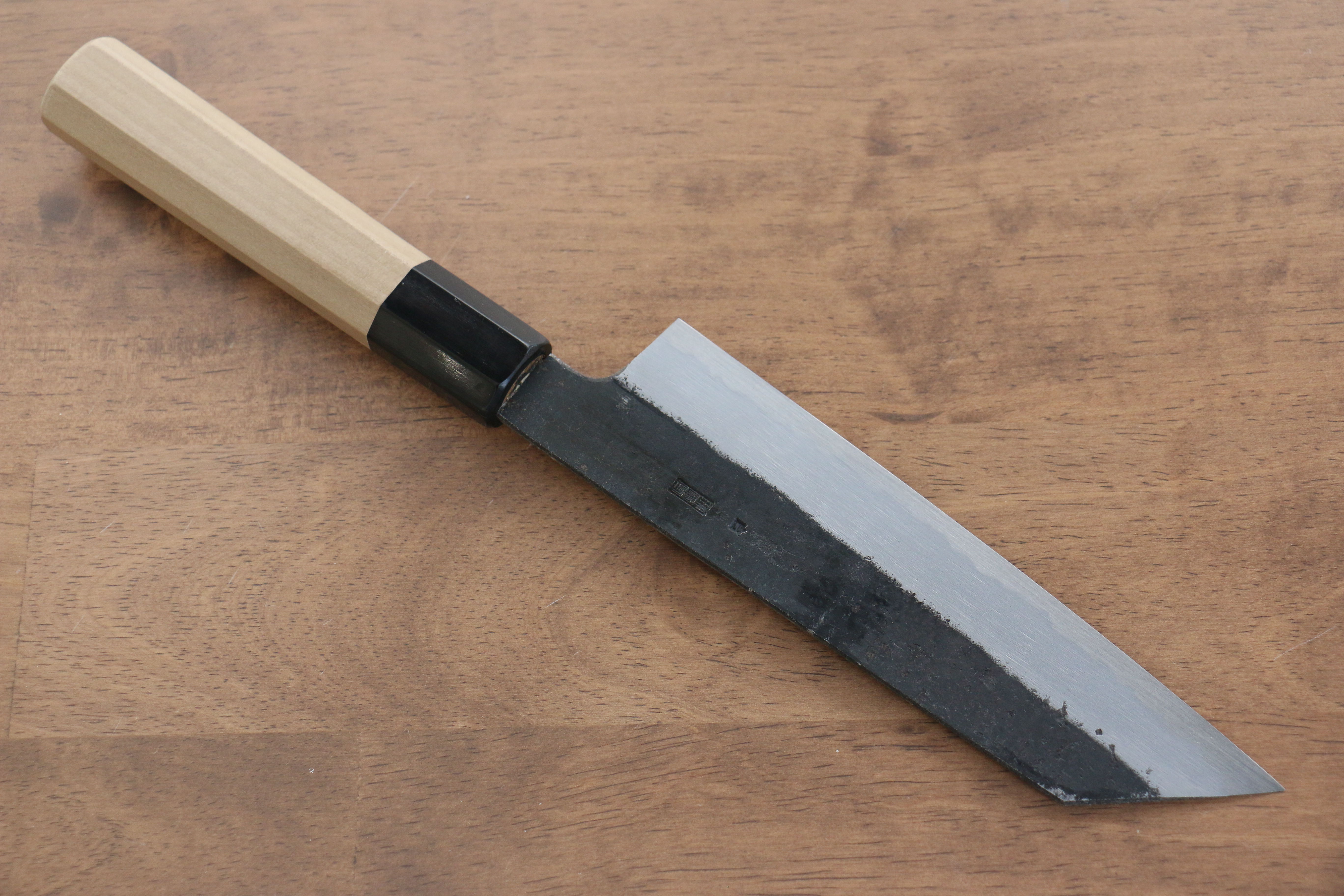 Kikuzuki White Steel No.2 Black Finished Kiritsuke Santoku 180mm Magnolia Handle - Japanny - Best Japanese Knife