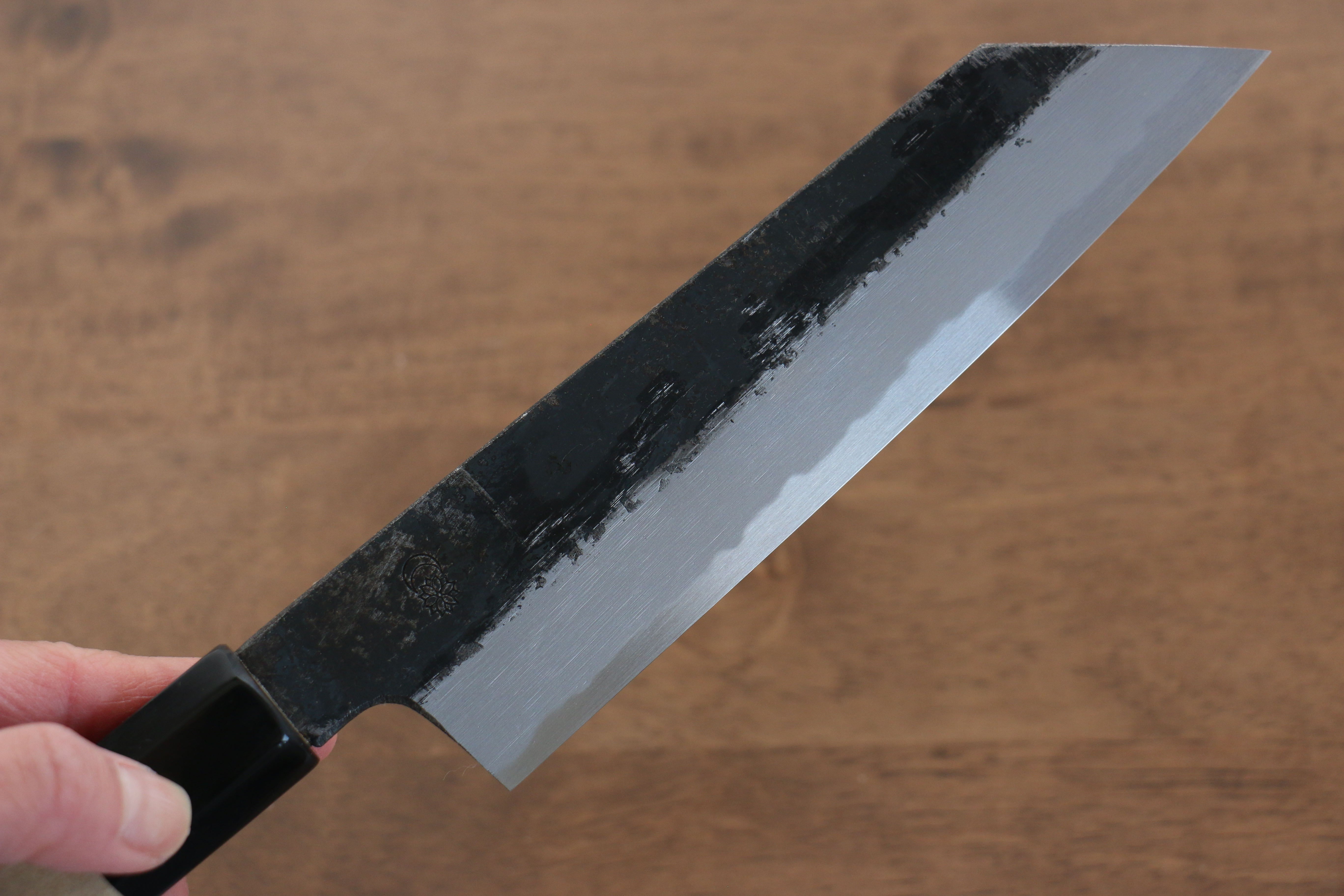 Kikuzuki White Steel No.2 Black Finished Kiritsuke Santoku 180mm Magnolia Handle - Japanny - Best Japanese Knife