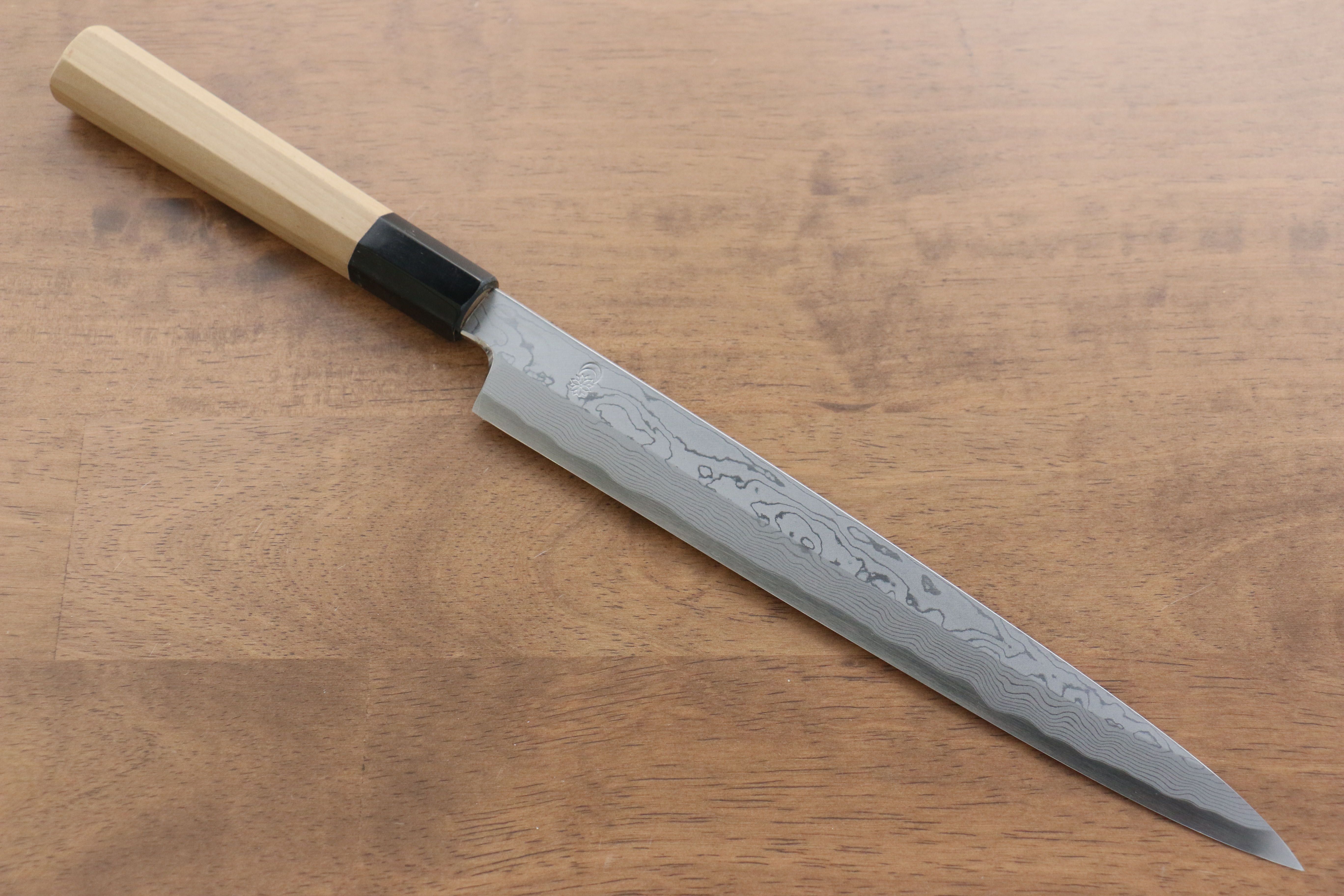 Kikuzuki Blue Steel No.1 Damascus Yanagiba 240mm Magnolia Handle - Japanny - Best Japanese Knife