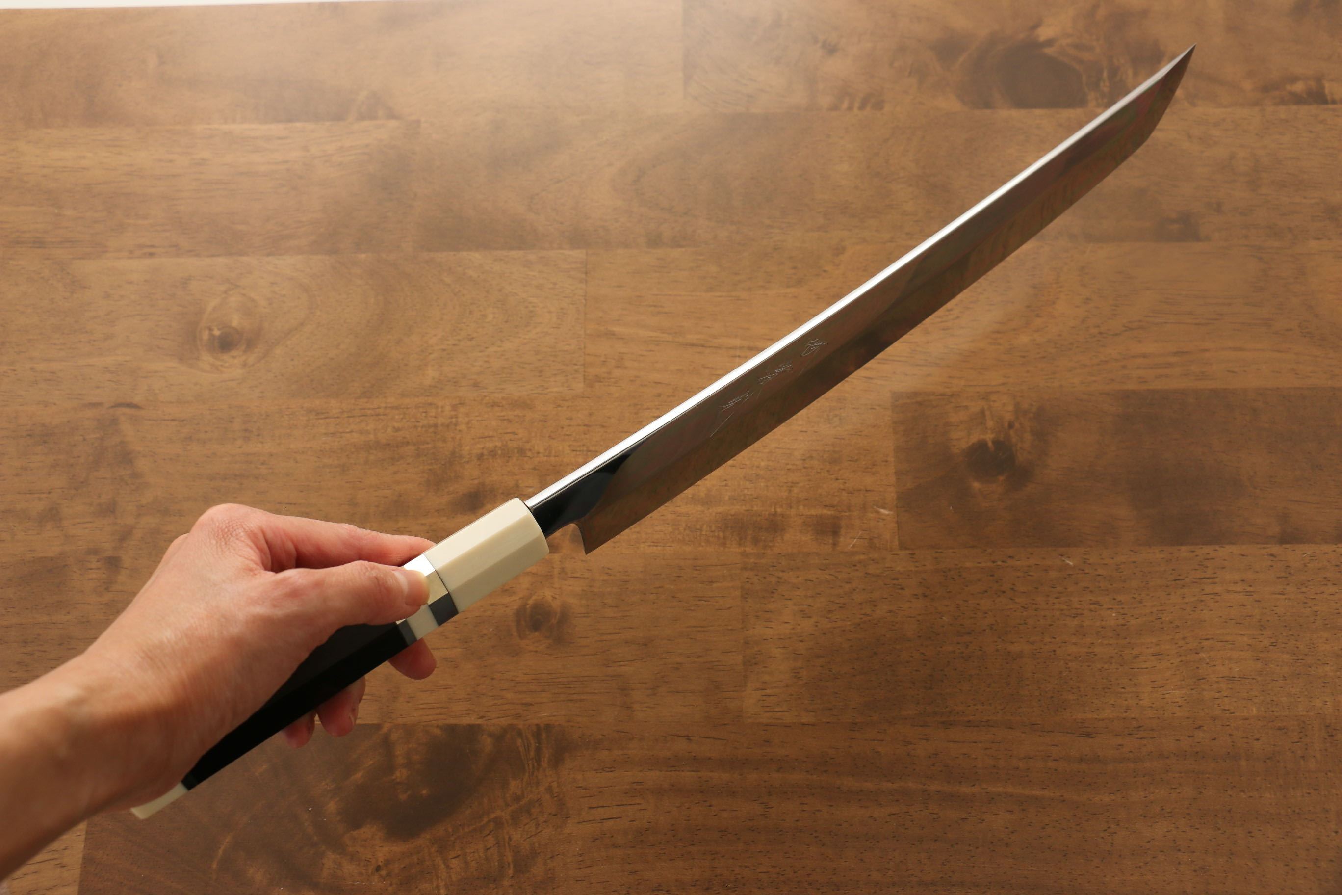 Jikko Silver Steel No.3 Sakimaru Yanagiba 300mm Ebony with Ring Handle - Japanny - Best Japanese Knife