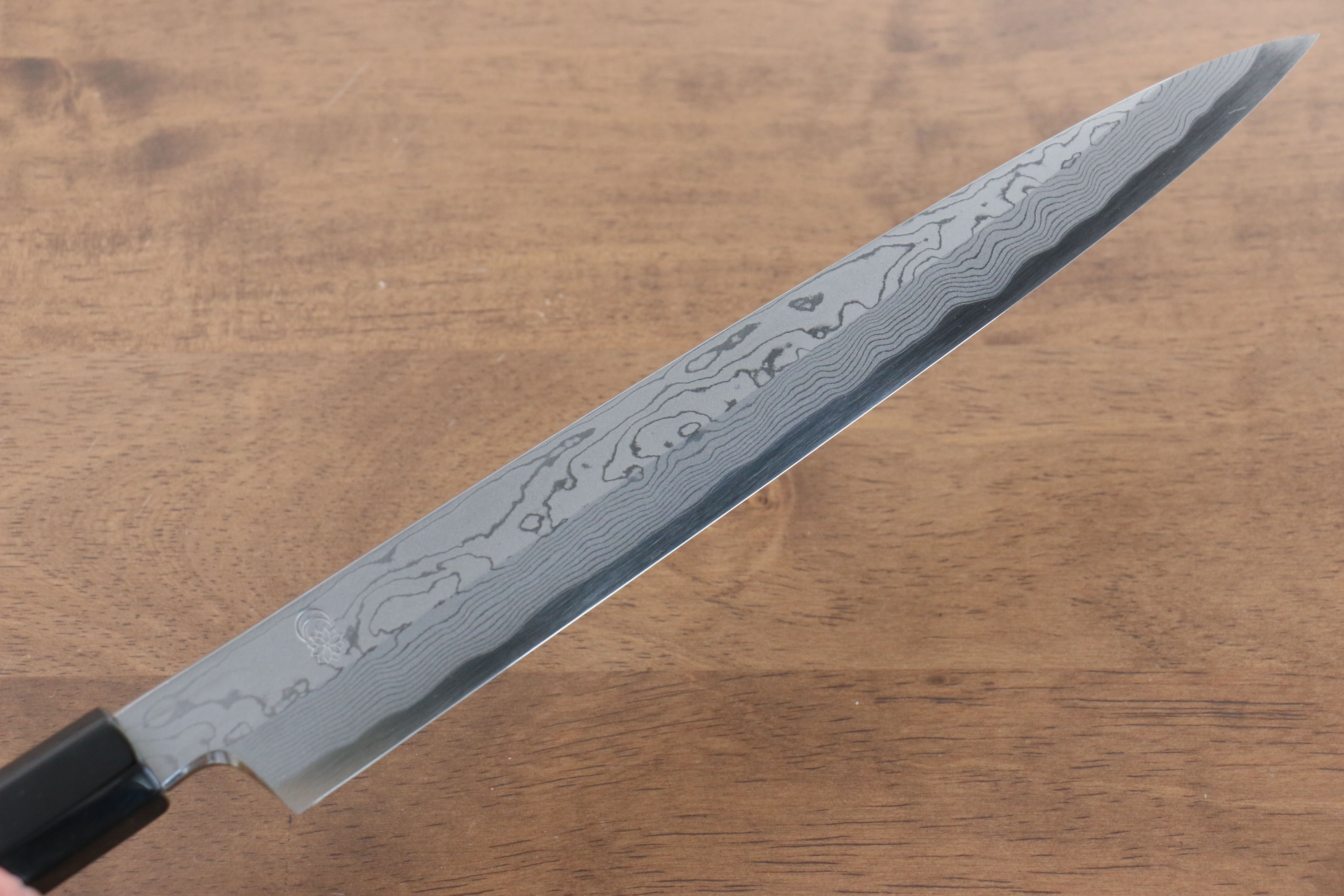 Kikuzuki Blue Steel No.1 Damascus Yanagiba 240mm Magnolia Handle - Japanny - Best Japanese Knife