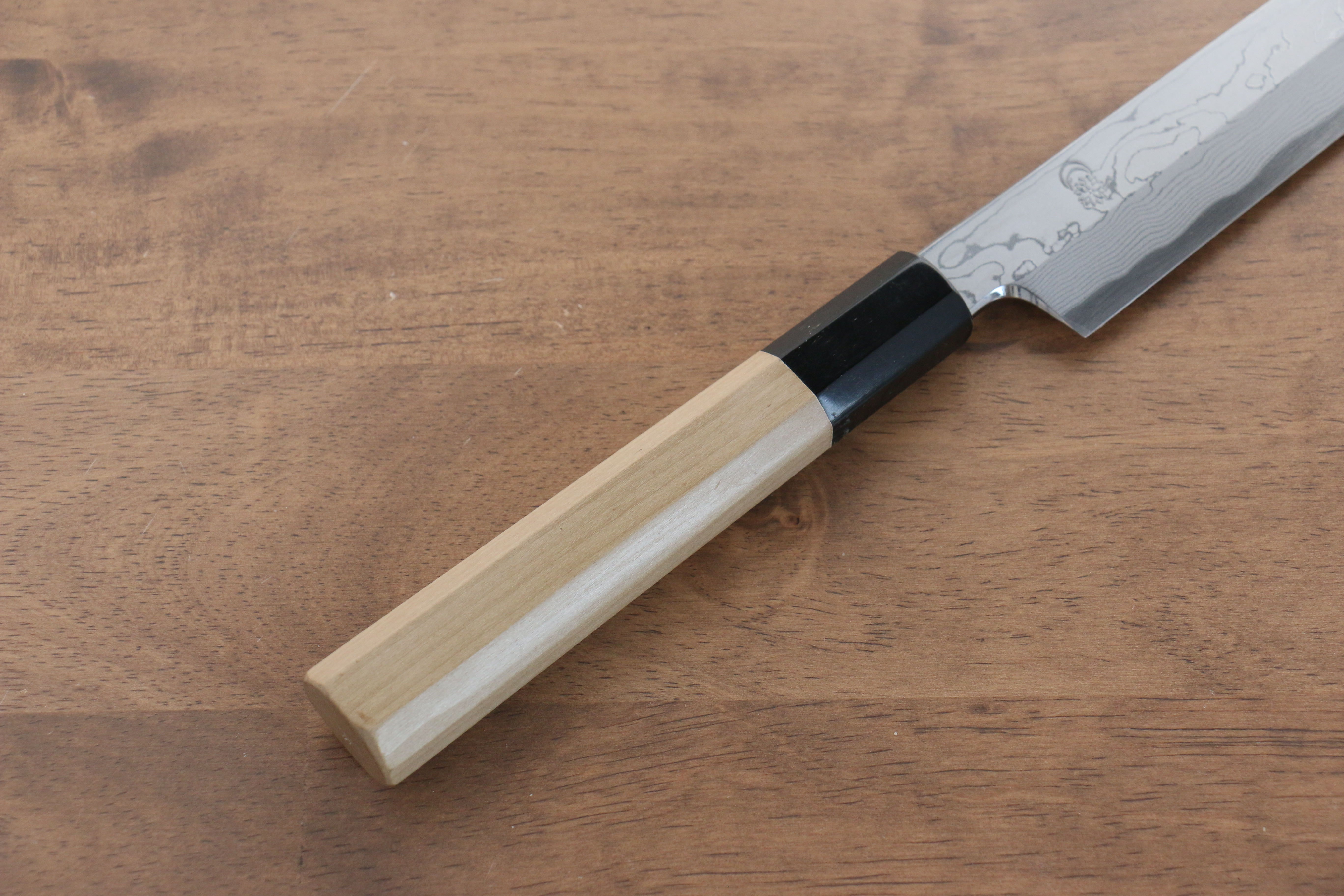 Kikuzuki Blue Steel No.1 Damascus Yanagiba 240mm Magnolia Handle - Japanny - Best Japanese Knife