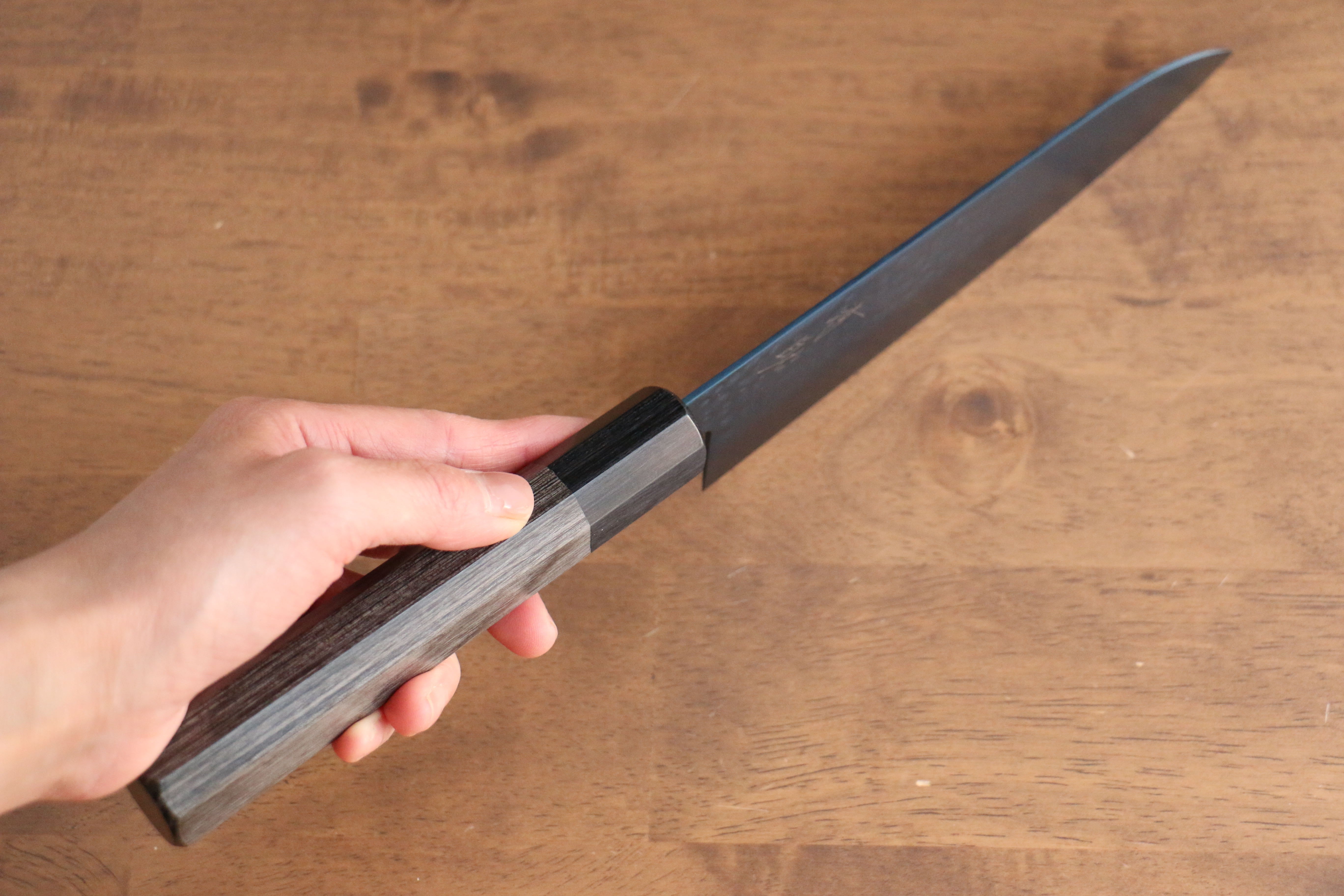 Seisuke SK-85 Ion plating Hammered Santoku 180mm Gray Pakka wood Handle - Japanny - Best Japanese Knife