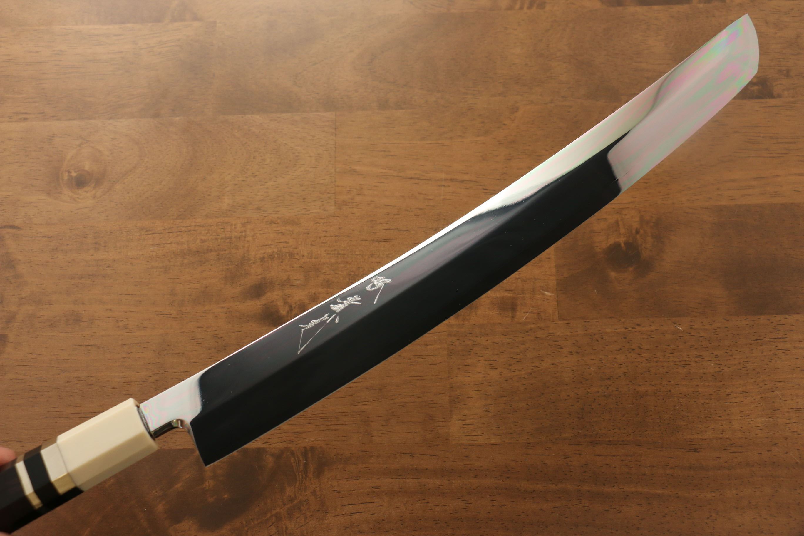Jikko Silver Steel No.3 Sakimaru Yanagiba 360mm Ebony with Ring Handle - Japanny - Best Japanese Knife