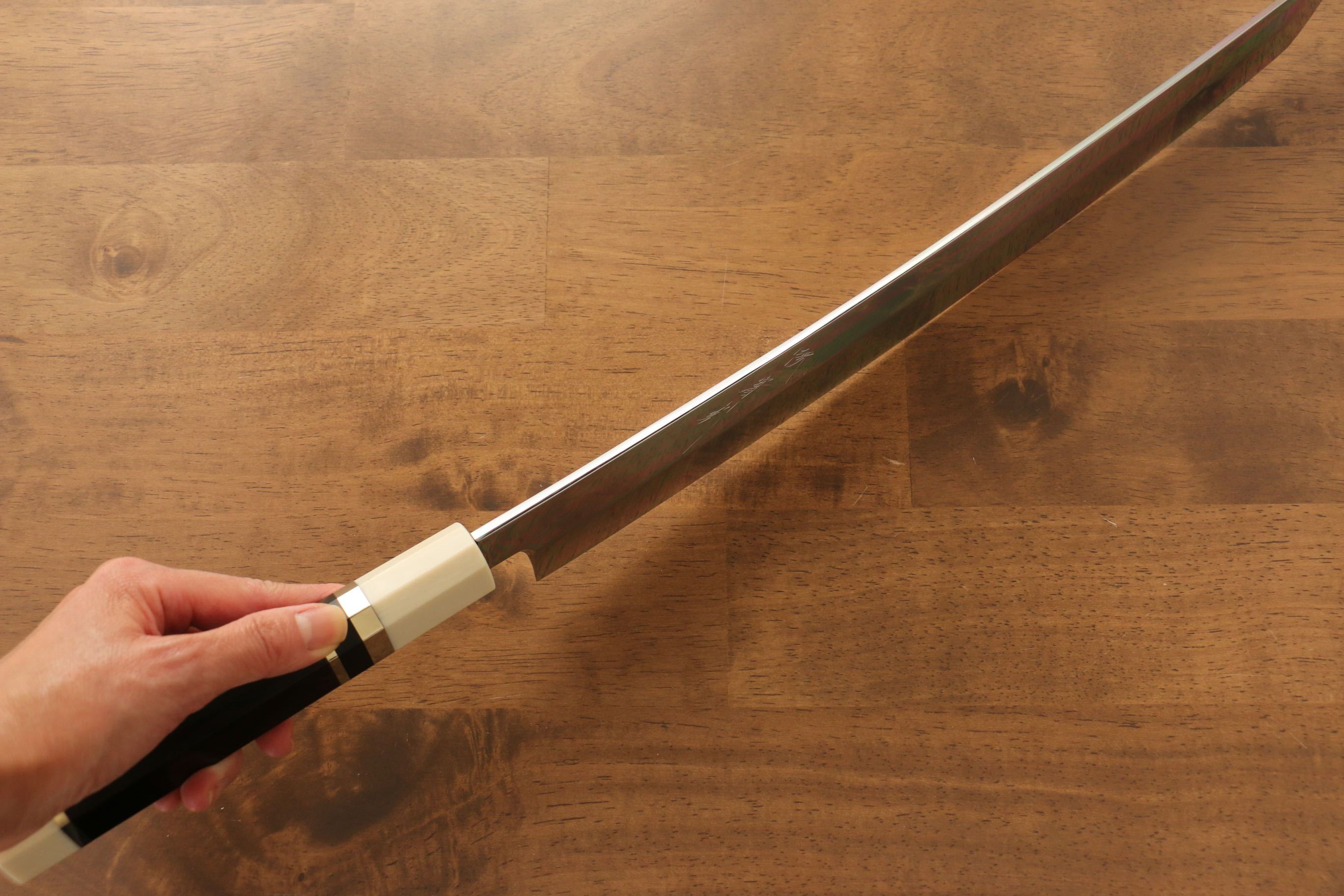 Jikko Silver Steel No.3 Sakimaru Yanagiba 360mm Ebony with Ring Handle - Japanny - Best Japanese Knife