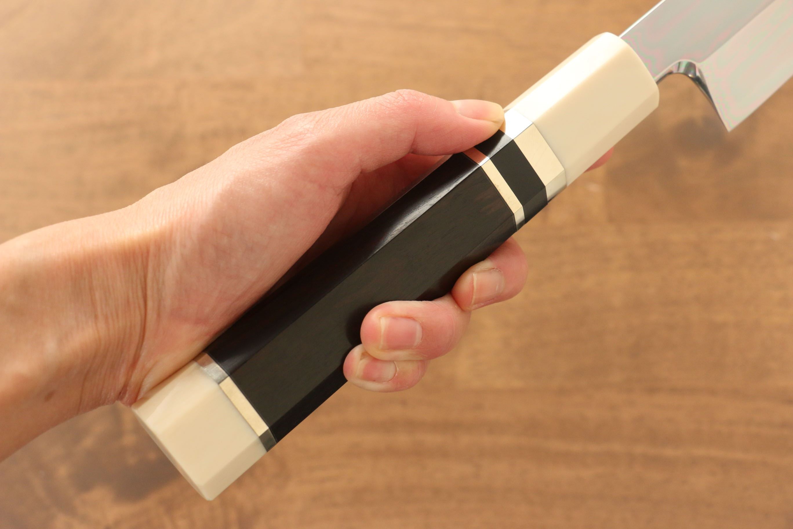 Jikko Silver Steel No.3 Sakimaru Yanagiba 360mm Ebony with Ring Handle - Japanny - Best Japanese Knife