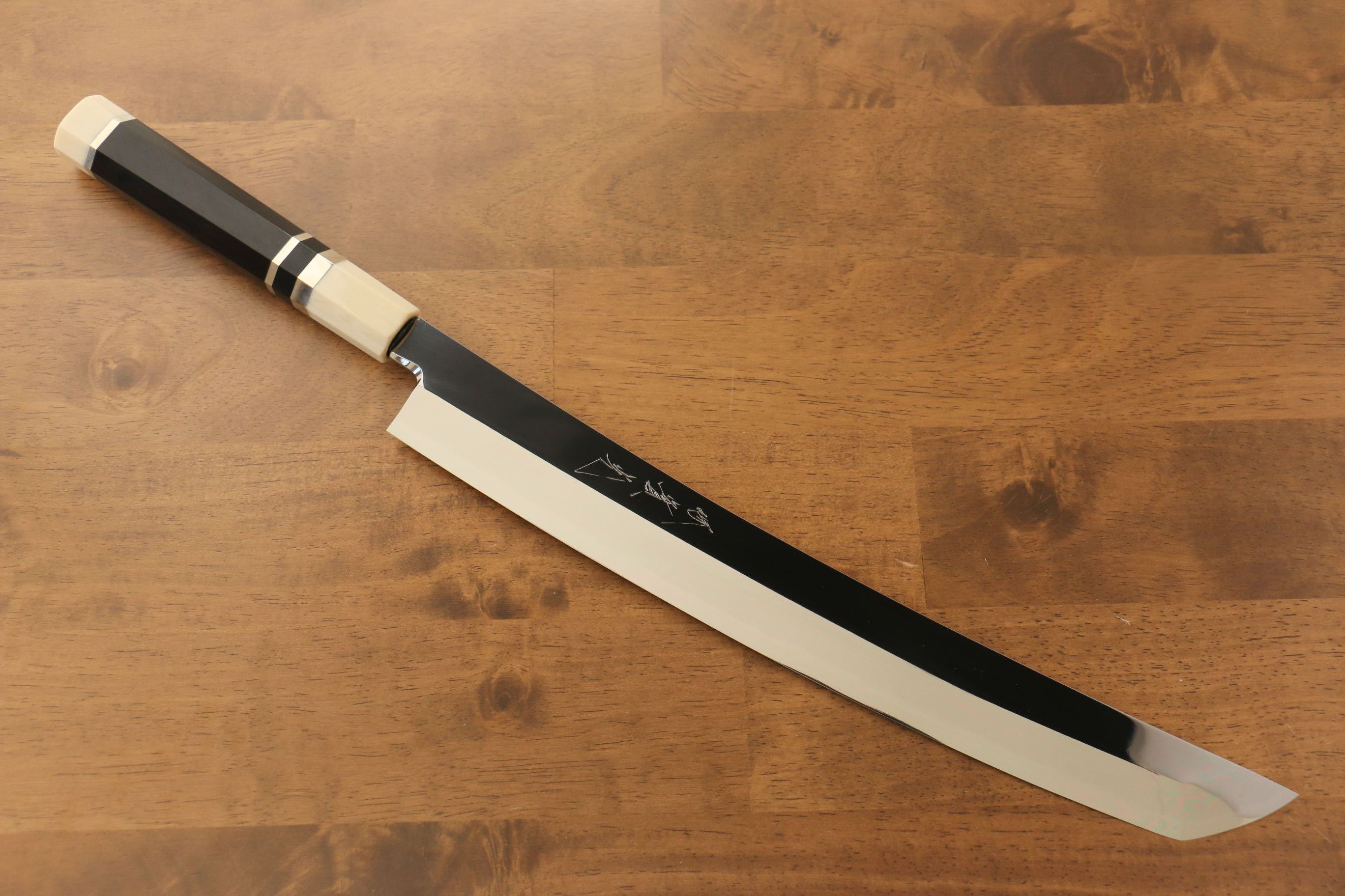 Jikko Silver Steel No.3 Sakimaru Yanagiba 330mm Ebony with Ring Handle - Japanny - Best Japanese Knife
