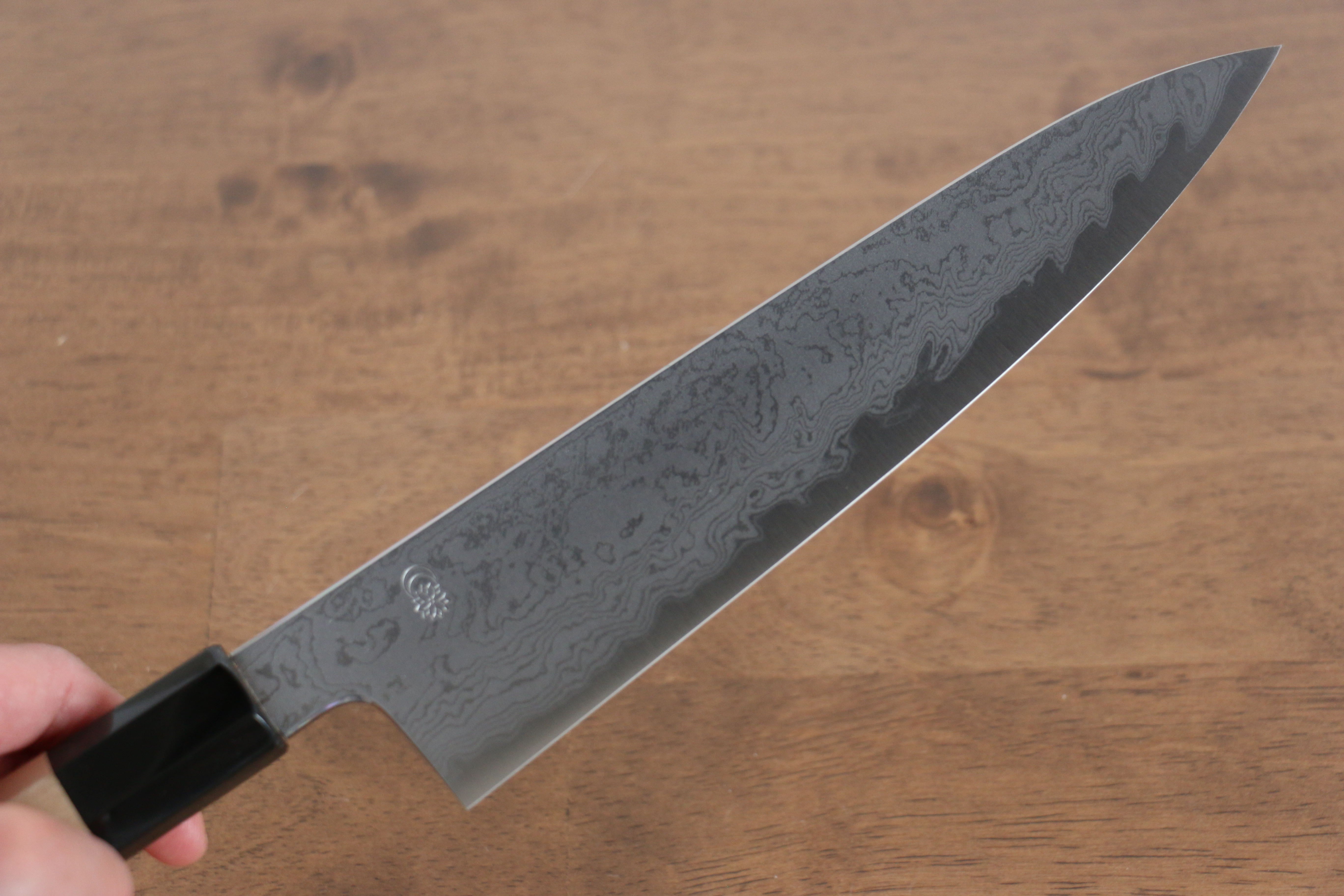 Kikuzuki Blue Steel No.1 Damascus Gyuto 210mm Magnolia Handle - Japanny - Best Japanese Knife