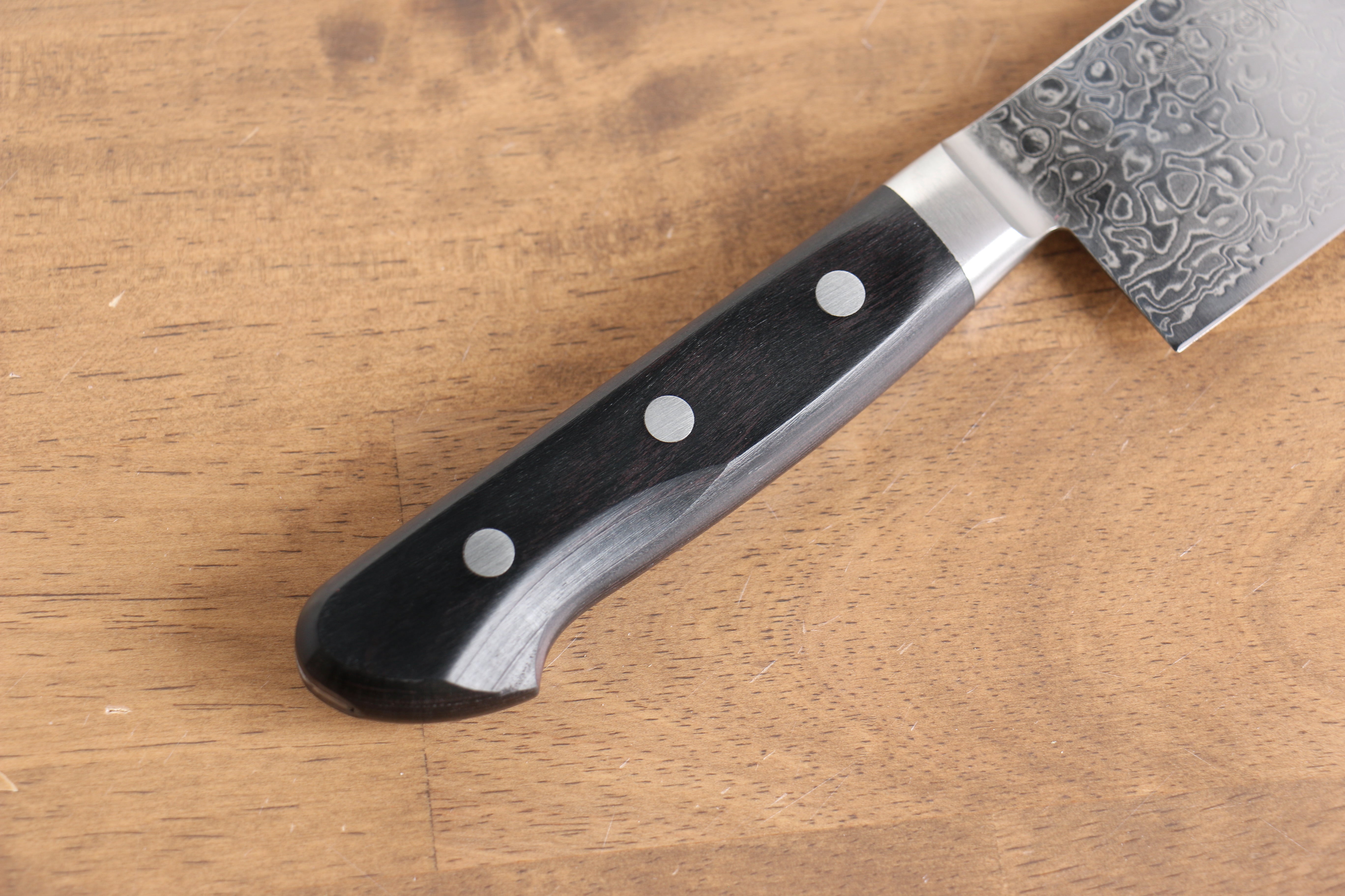 Seisuke Kagami AUS10 Mirrored Finish Damascus Nakiri 170mm Black Pakka wood Handle - Japanny - Best Japanese Knife
