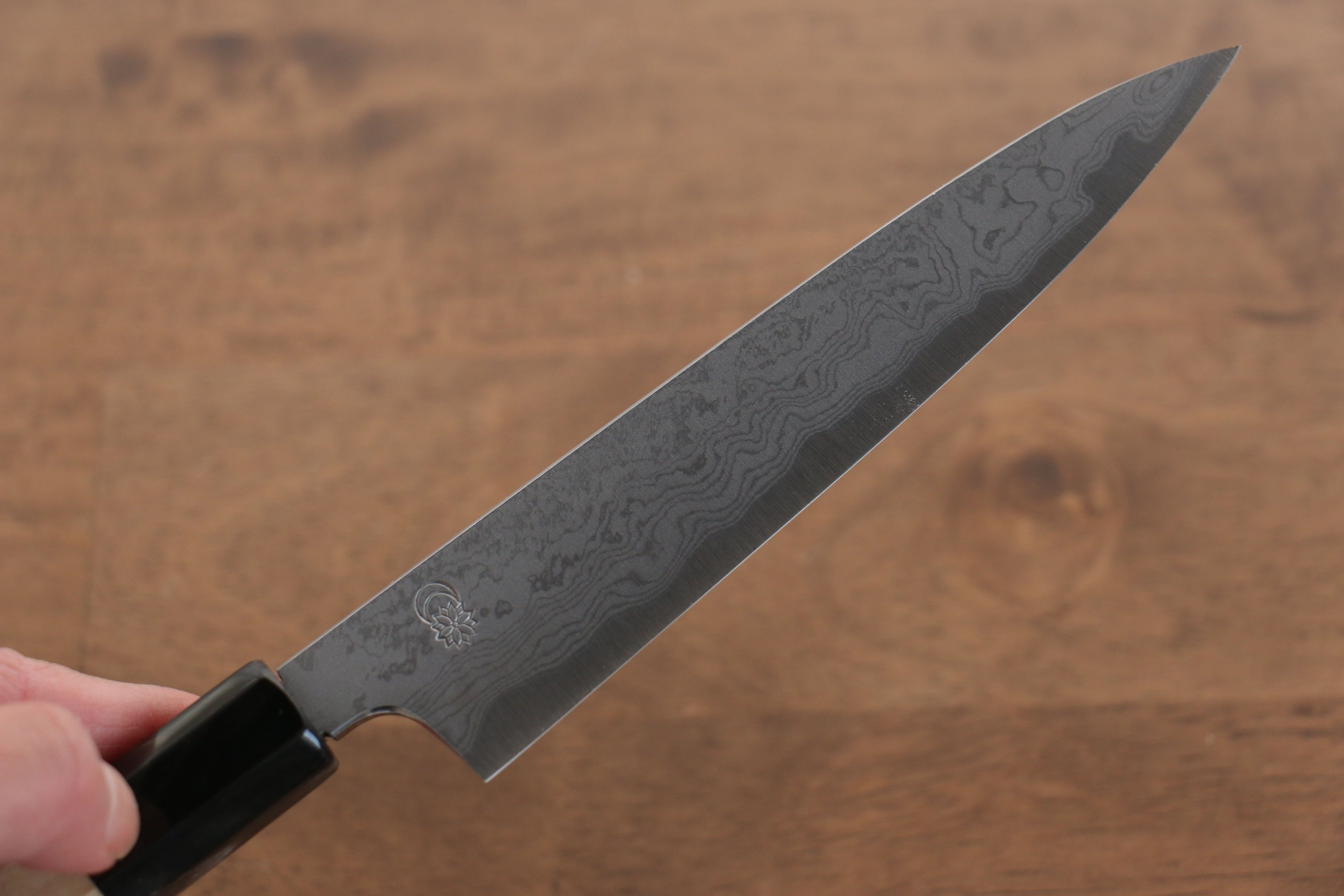 Kikuzuki Blue Steel No.1 Damascus Petty-Utility 150mm Magnolia Handle - Japanny - Best Japanese Knife