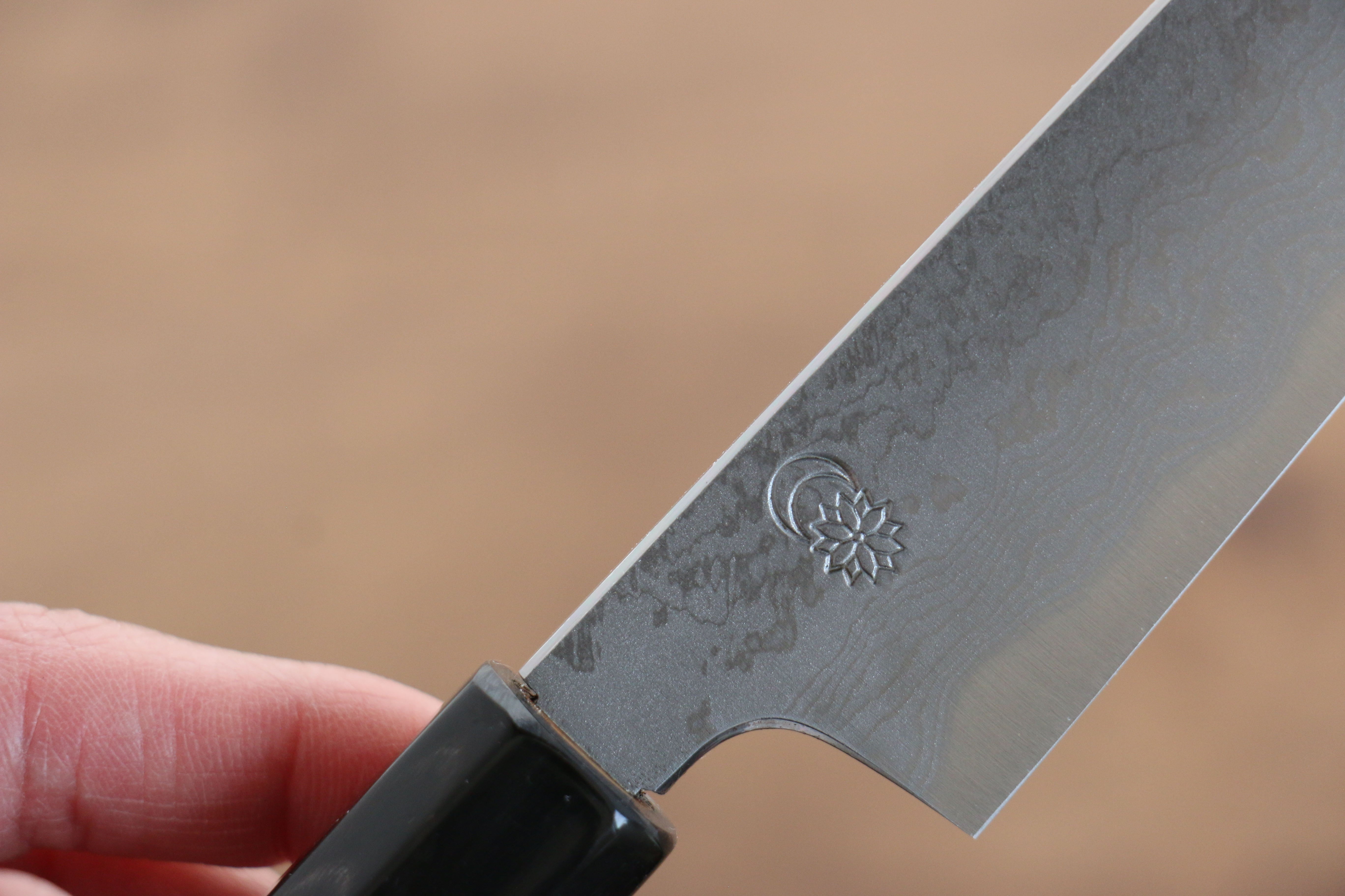 Kikuzuki Blue Steel No.1 Damascus Petty-Utility 150mm Magnolia Handle - Japanny - Best Japanese Knife