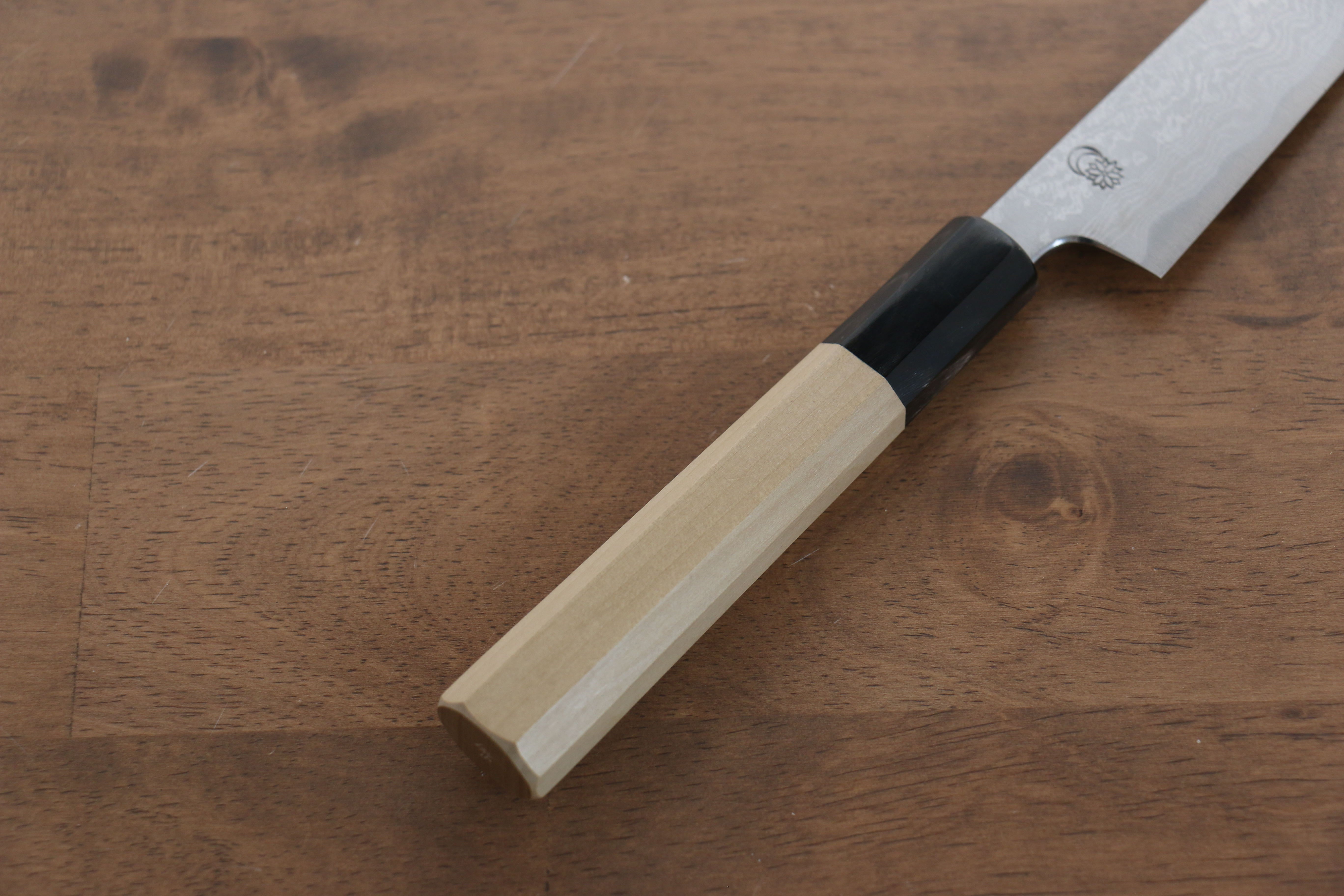 Kikuzuki Blue Steel No.1 Damascus Petty-Utility 150mm Magnolia Handle - Japanny - Best Japanese Knife