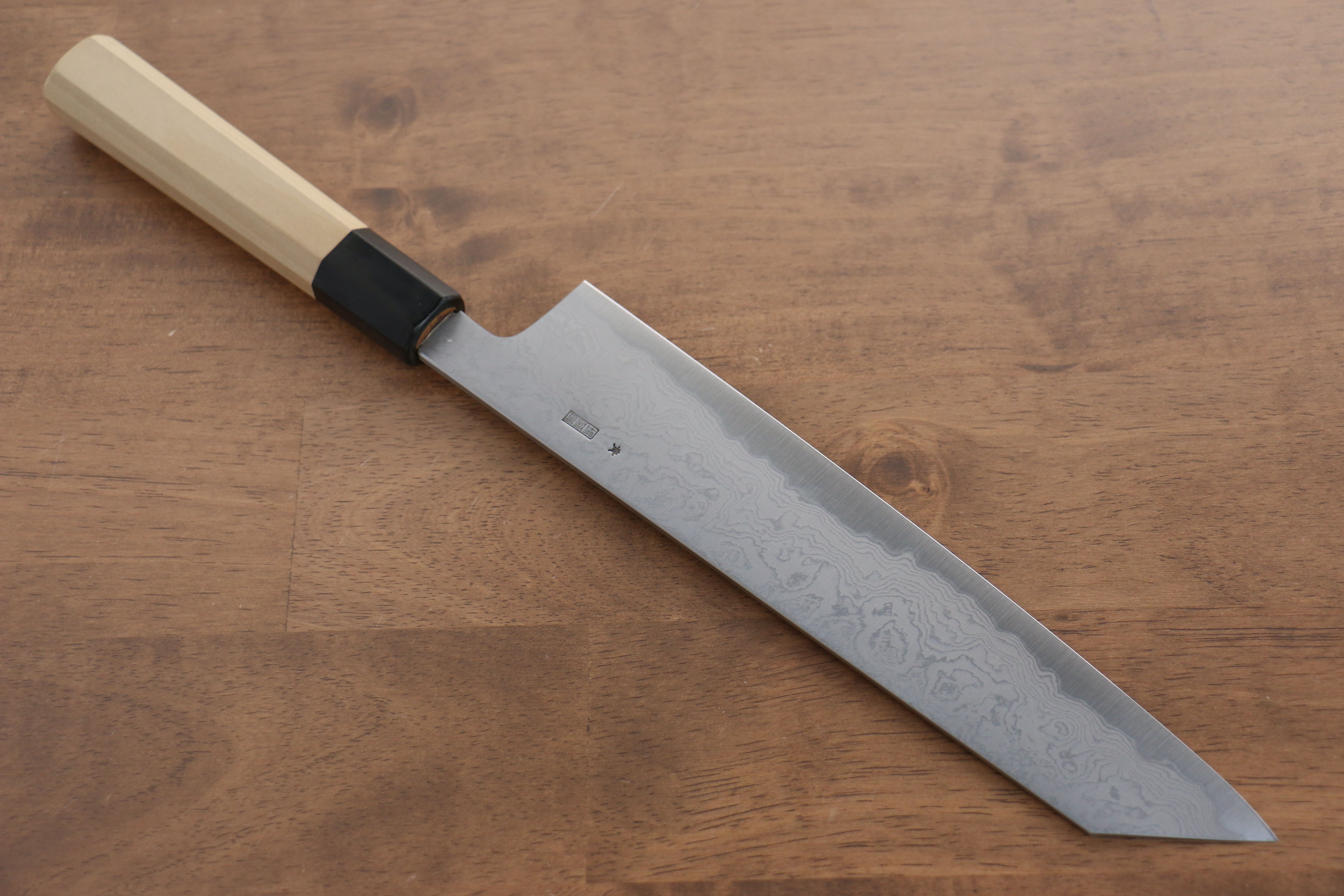 Kikuzuki Blue Steel No.1 Damascus Kiritsuke Gyuto 240mm Magnolia Handle - Japanny - Best Japanese Knife