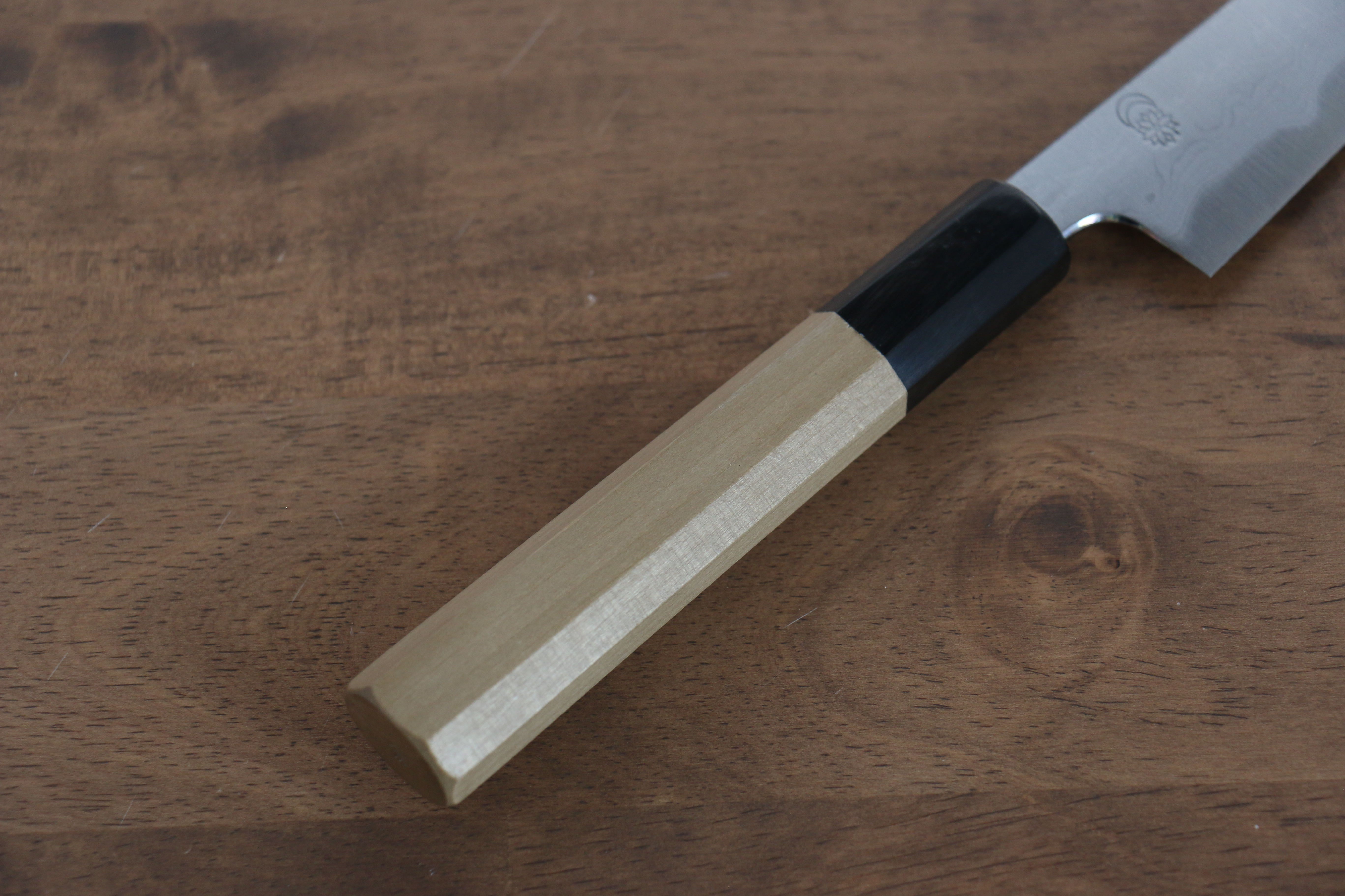 Kikuzuki Blue Steel No.1 Damascus Kiritsuke Petty-Utility 135mm Magnolia Handle - Japanny - Best Japanese Knife