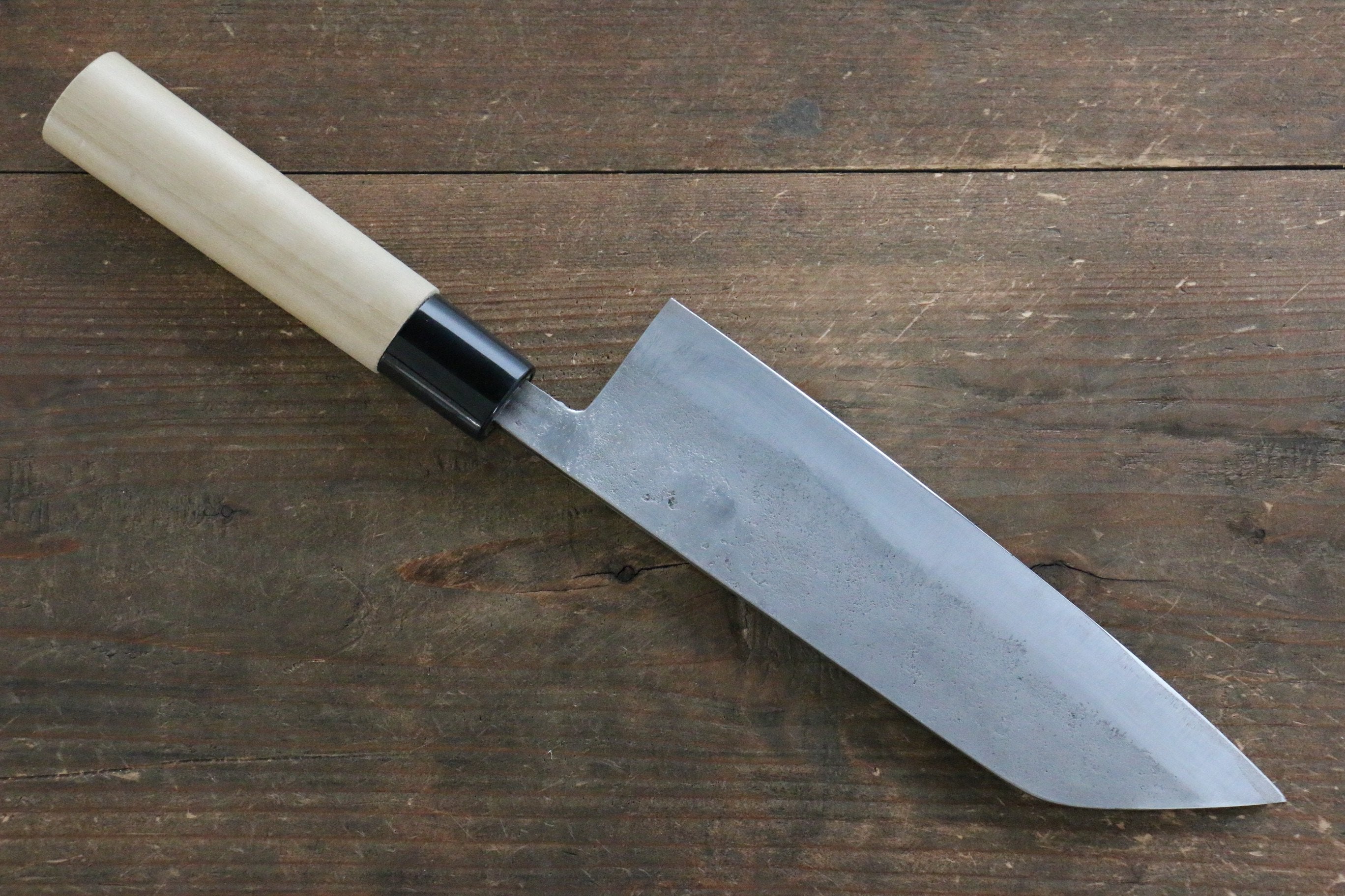 Fujiwara Teruyasu White Steel No.1 Nashiji Santoku 180mm with Magnolia Handle - Japanny - Best Japanese Knife