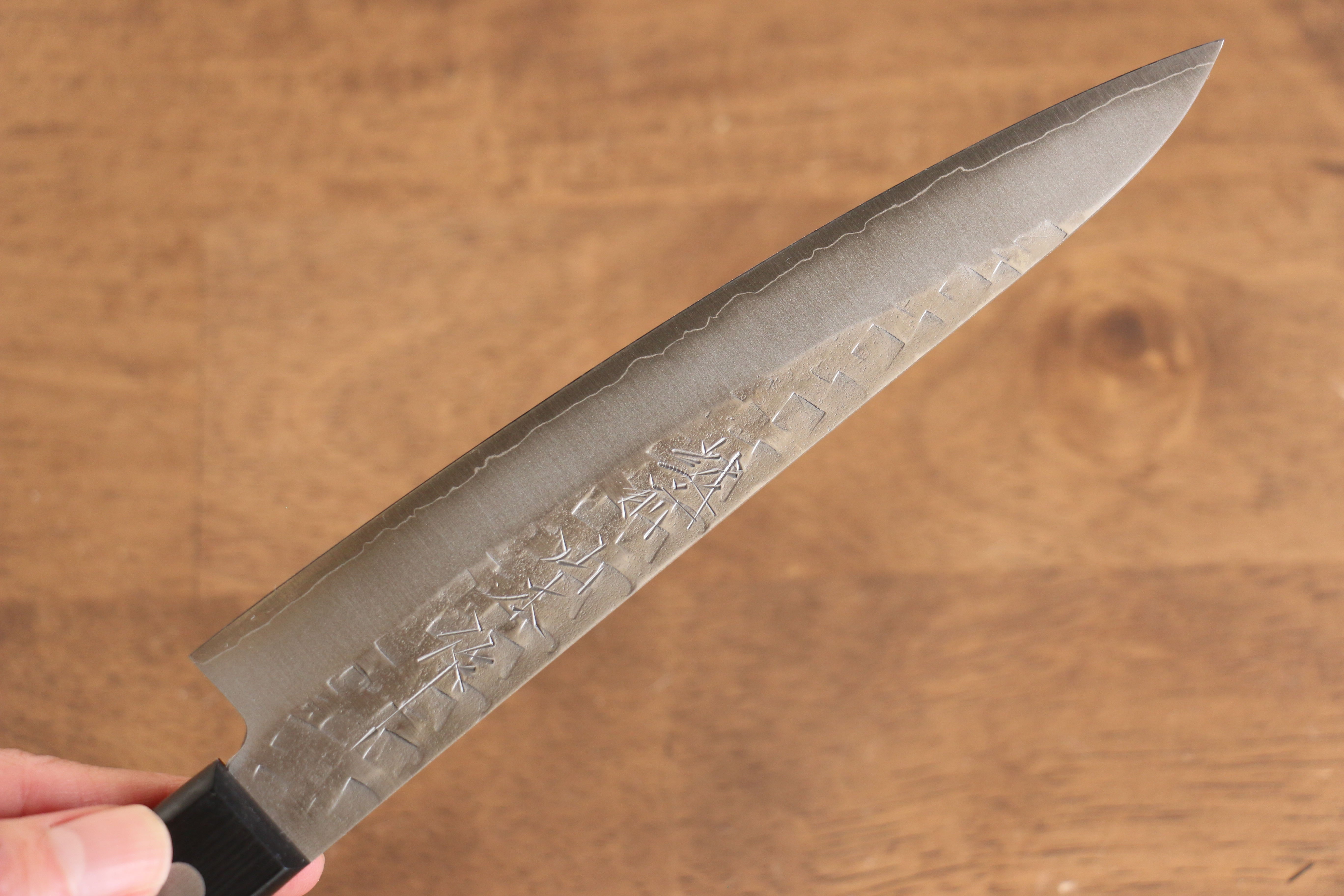Nao Yamamoto Silver Steel No.3 Hammered Petty-Utility 160mm Black Pakka wood Handle - Japanny - Best Japanese Knife