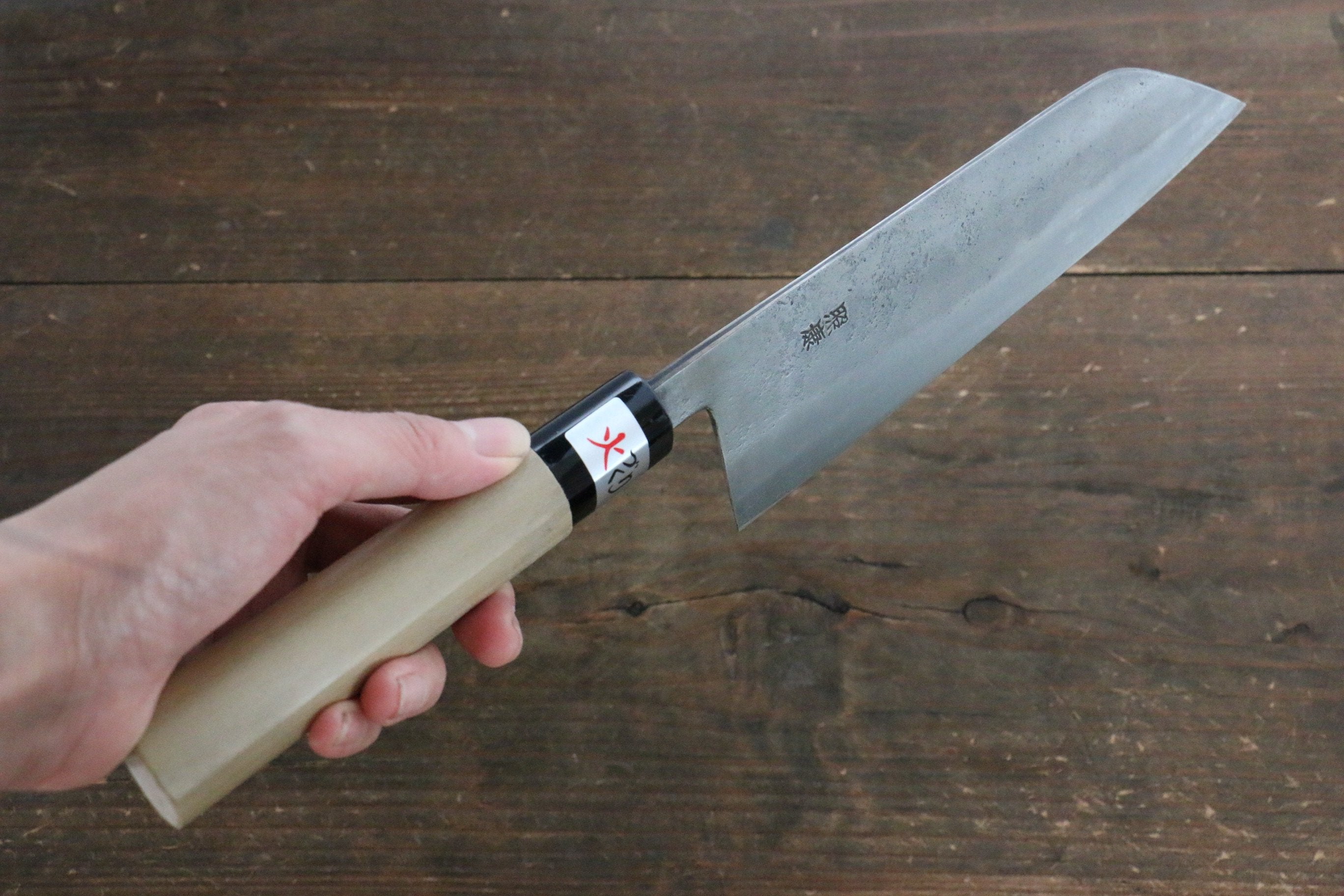 Fujiwara Teruyasu White Steel No.1 Nashiji Santoku 180mm with Magnolia Handle - Japanny - Best Japanese Knife