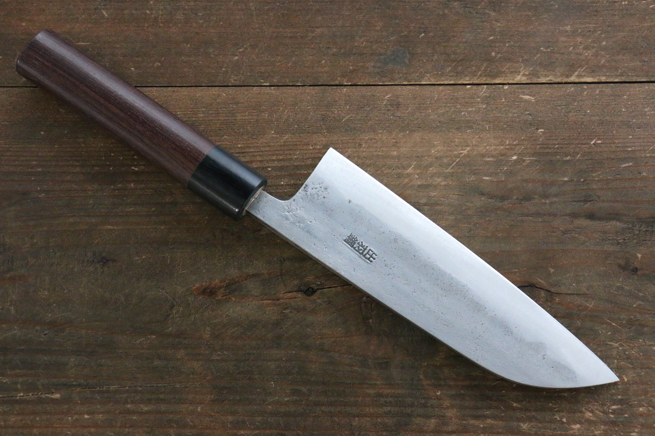Fujiwara Teruyasu White Steel No.1 Nashiji Santoku 165mm with shitan Handle - Japanny - Best Japanese Knife