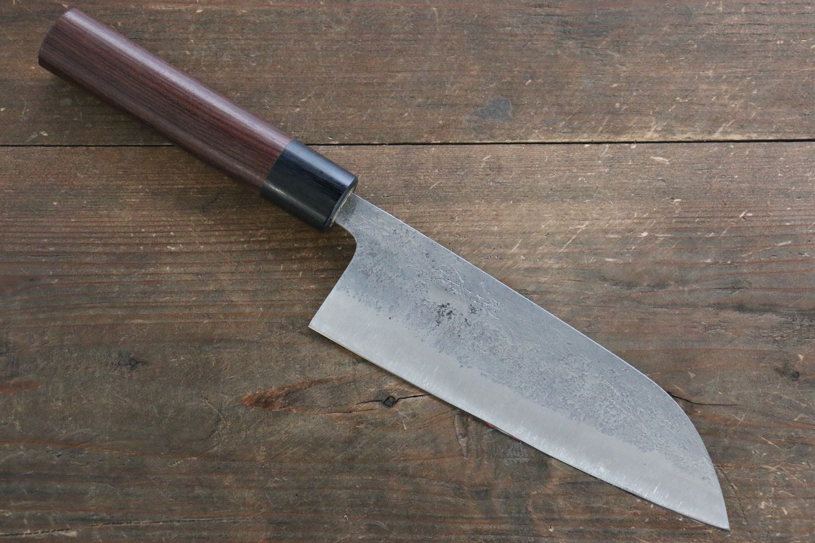 Fujiwara Teruyasu White Steel No.1 Nashiji Santoku 165mm with shitan Handle - Japanny - Best Japanese Knife