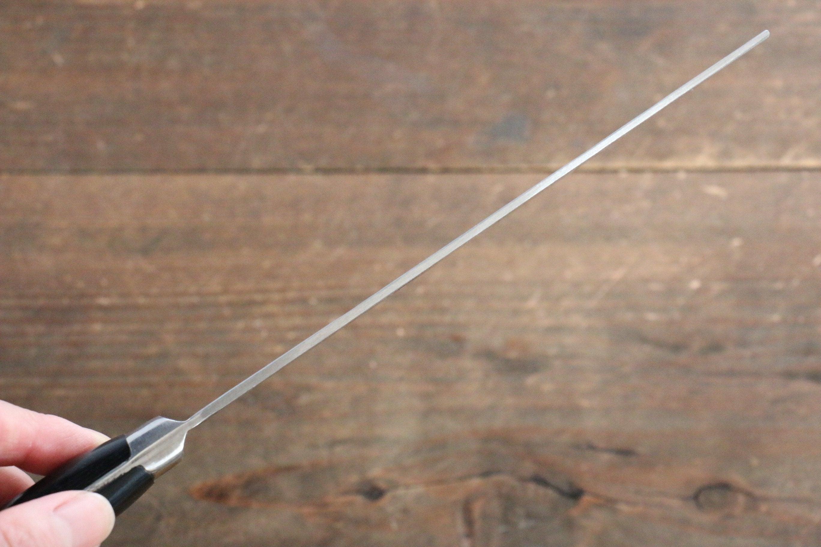 Fujiwara Teruyasu Maboroshi White Steel No.1 Nashiji Hammered Nakiri 150mm with Black Pakka wood Handle - Japanny - Best Japanese Knife