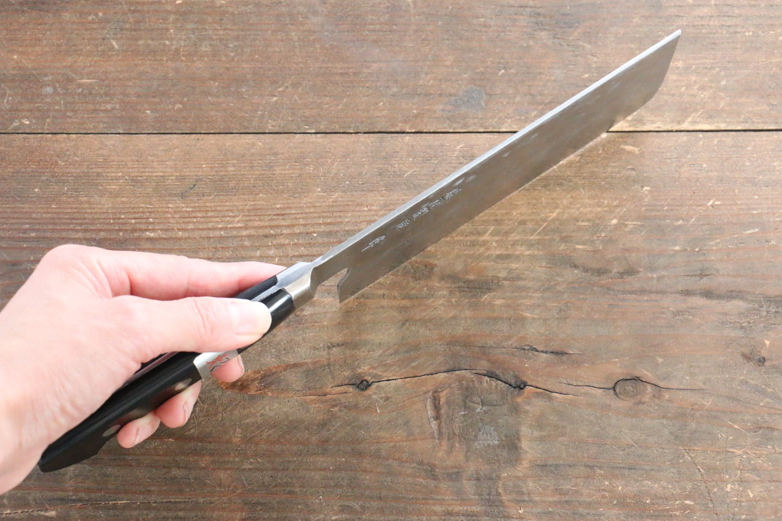 Fujiwara Teruyasu Maboroshi White Steel No.1 Nashiji Hammered Nakiri 150mm with Black Pakka wood Handle - Japanny - Best Japanese Knife