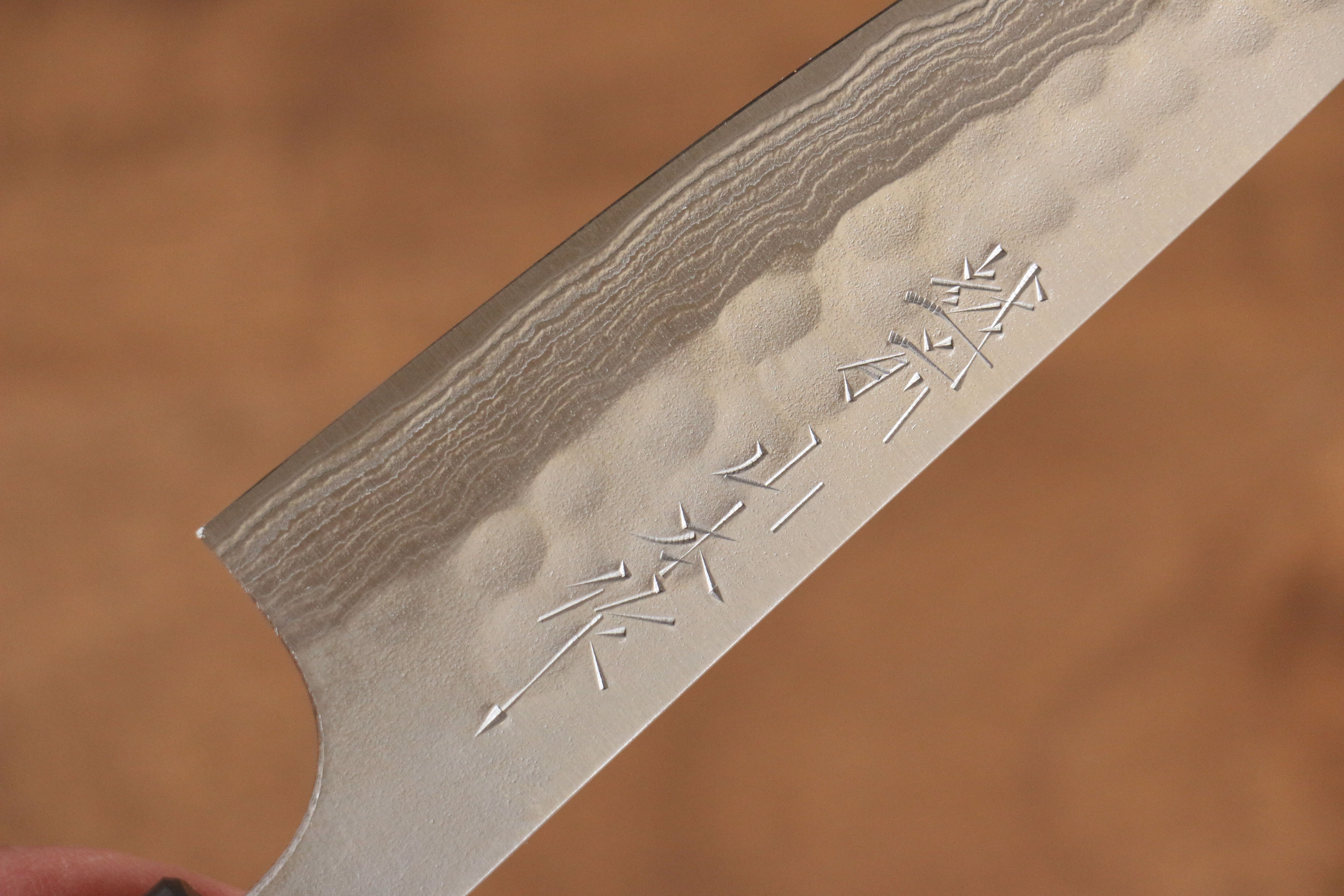 Nao Yamamoto Silver Steel No.3 Nashiji Hammered Damascus Petty-Utility 135mm Shitan Handle - Japanny - Best Japanese Knife