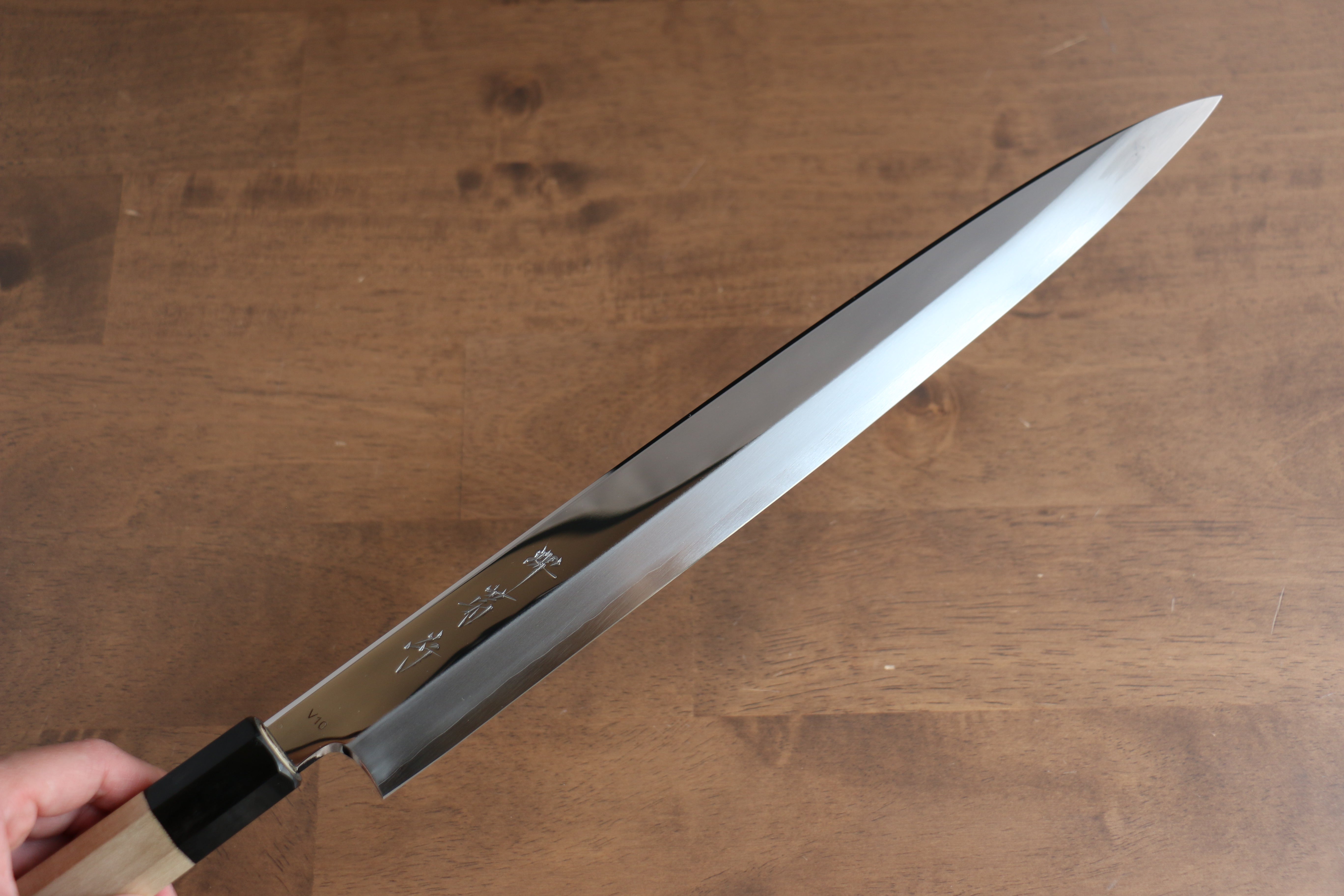 Sakai Kikumori VG10 Mirrored Finish Yanagiba 330mm Magnolia Handle - Japanny - Best Japanese Knife