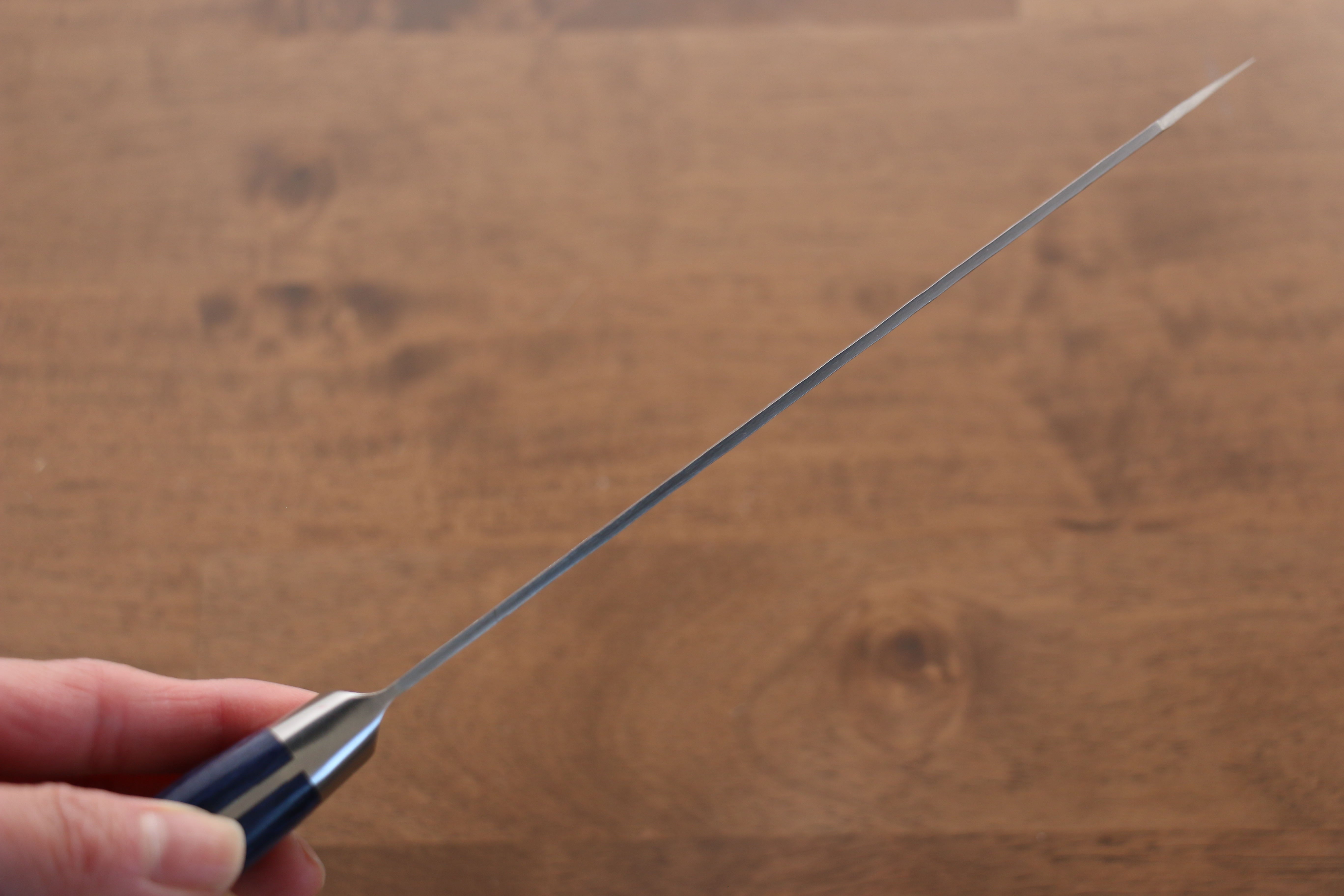 Seisuke Blue Steel No.2 Nashiji Kiritsuke Santoku 195mm Blue Pakka wood Handle - Japanny - Best Japanese Knife