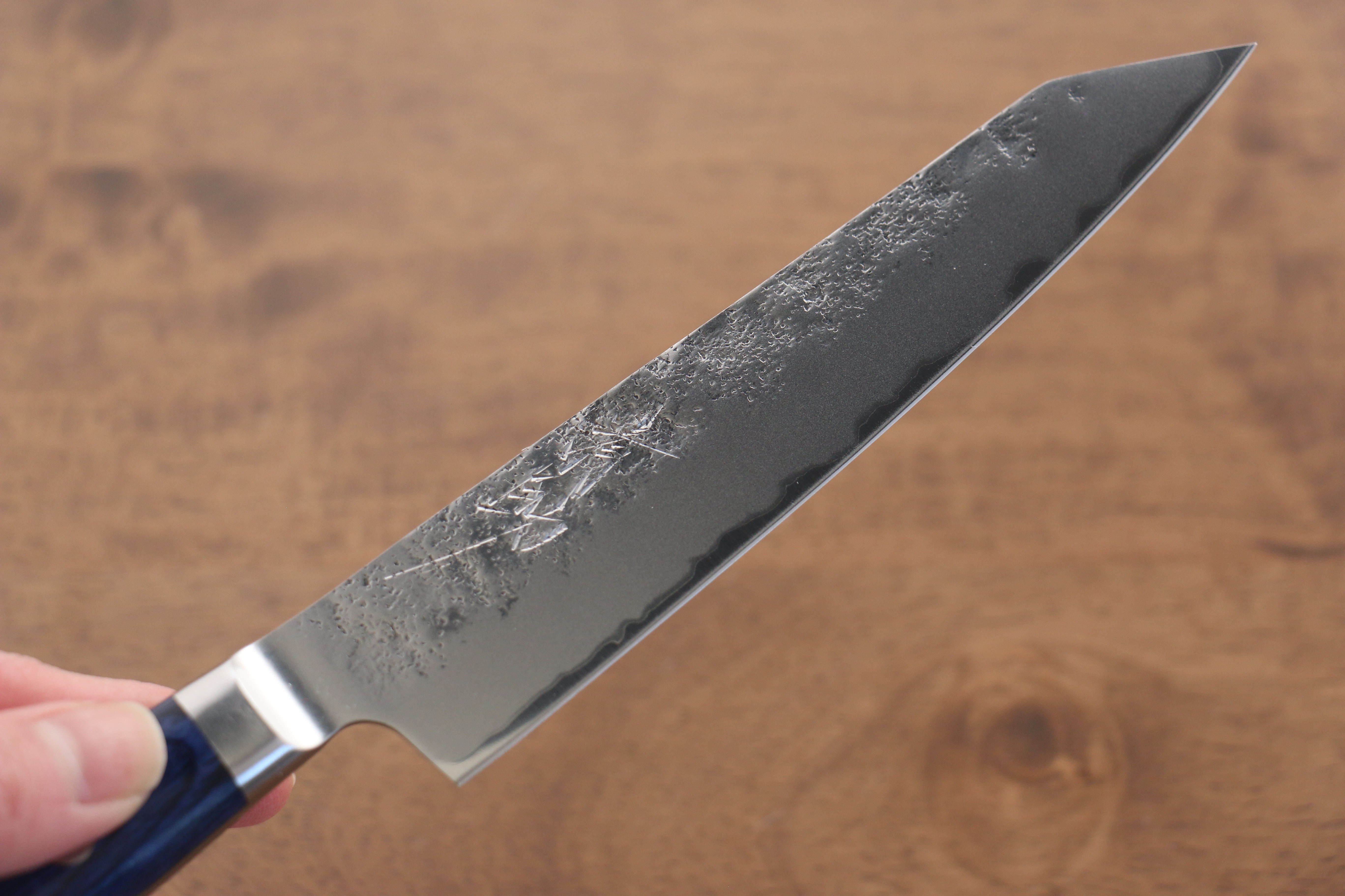 Seisuke Blue Steel No.2 Nashiji Kiritsuke Petty-Utility 145mm Blue Pakka wood Handle - Japanny - Best Japanese Knife