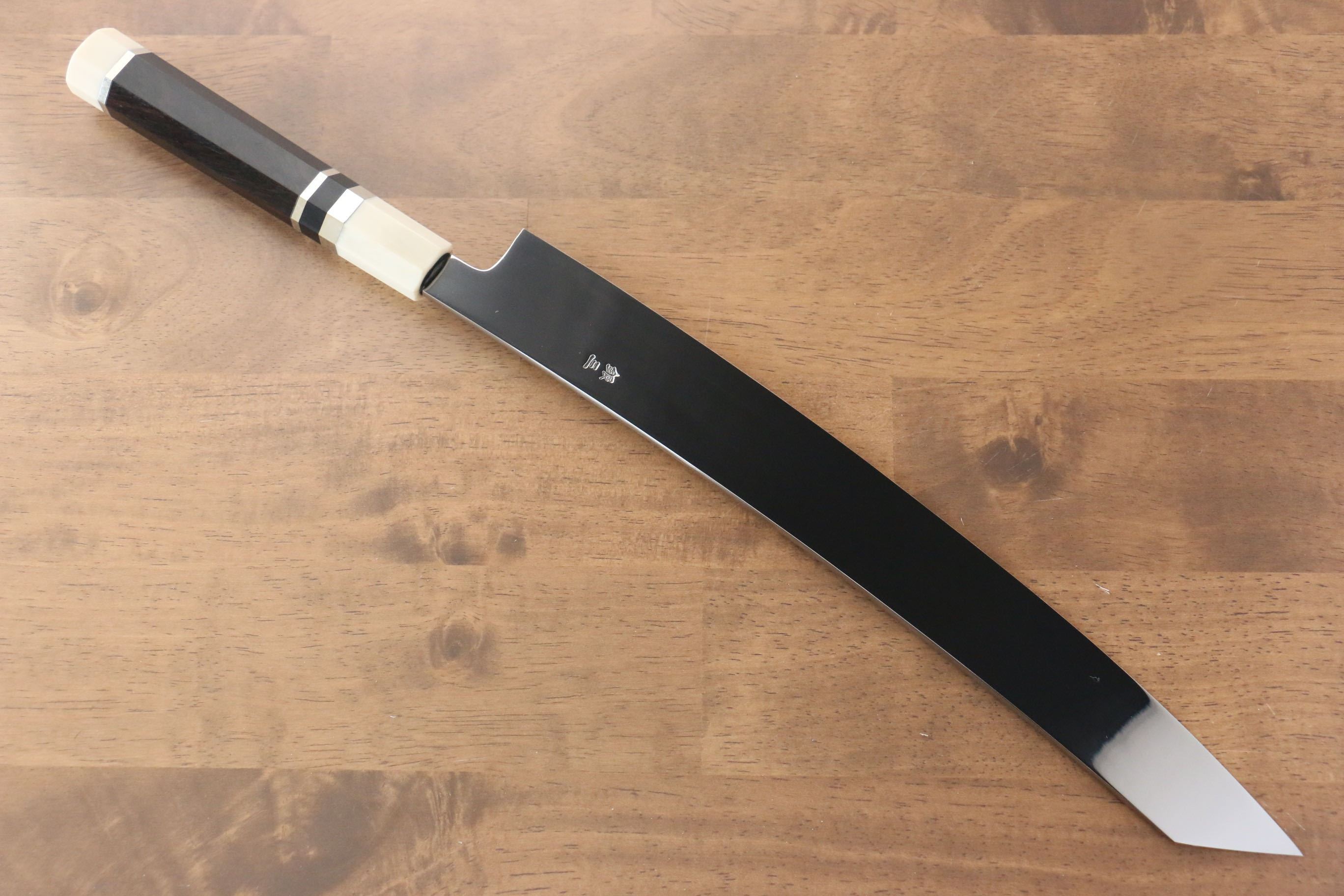 Jikko Silver Steel No.3 Mirrored Finish Kiritsuke Yanagiba 330mm Ebony with Ring Handle - Japanny - Best Japanese Knife