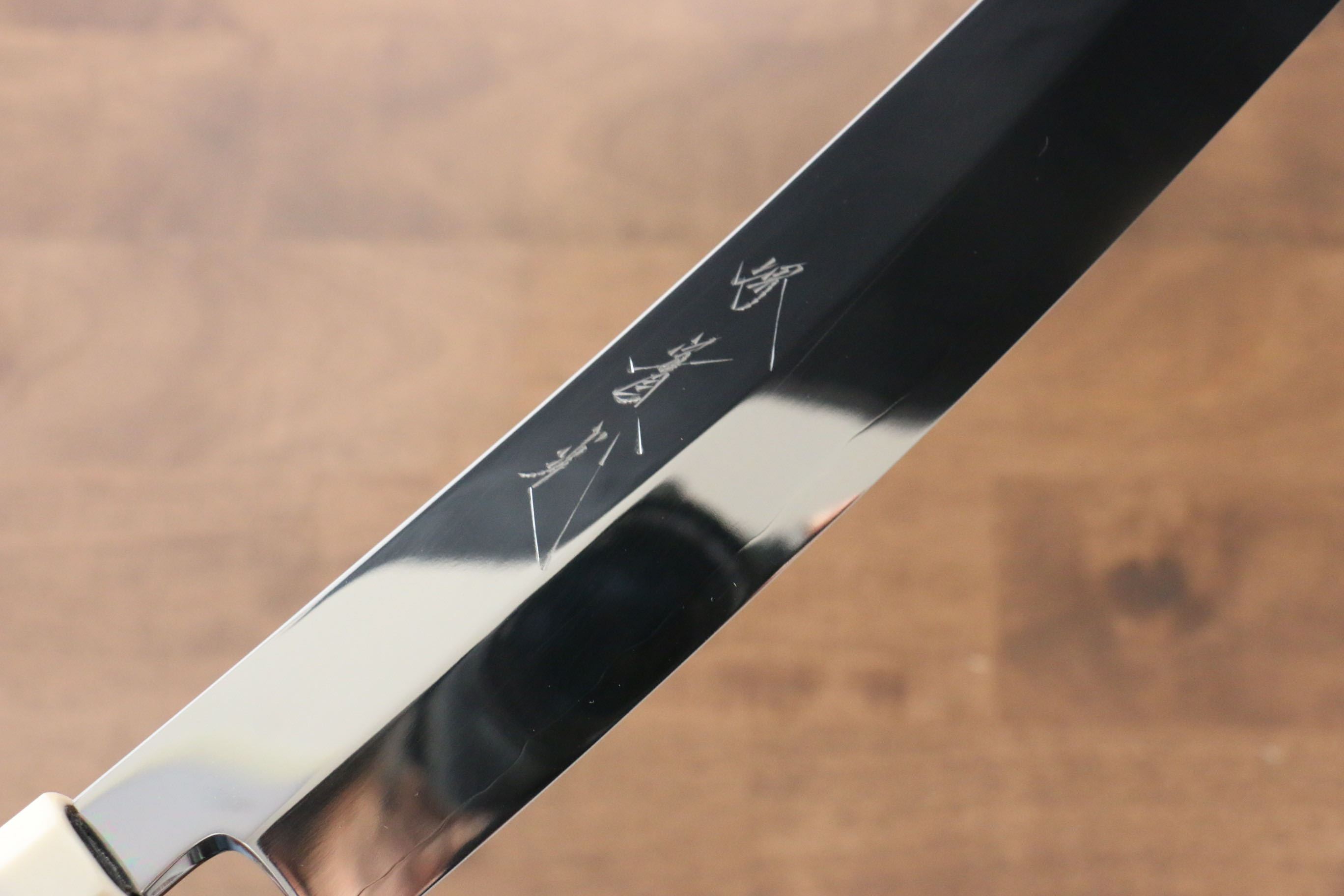 Jikko Silver Steel No.3 Mirrored Finish Kiritsuke Yanagiba 330mm Ebony with Ring Handle - Japanny - Best Japanese Knife