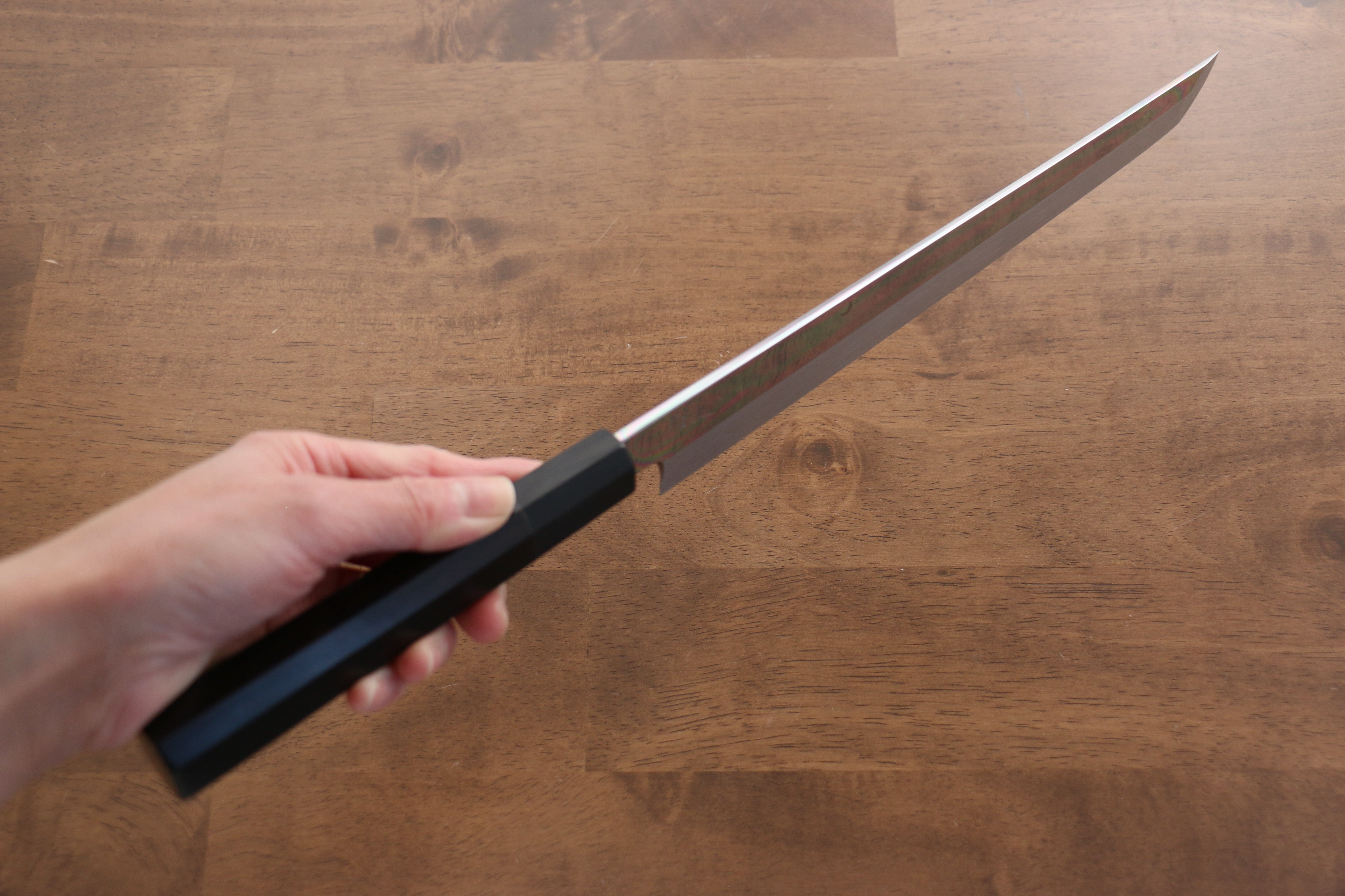 Jikko Fujisan Honyaki White Steel No.3 Mirrored Finish Sakimaru Yanagiba 270mm Ebony Wood Handle - Japanny - Best Japanese Knife