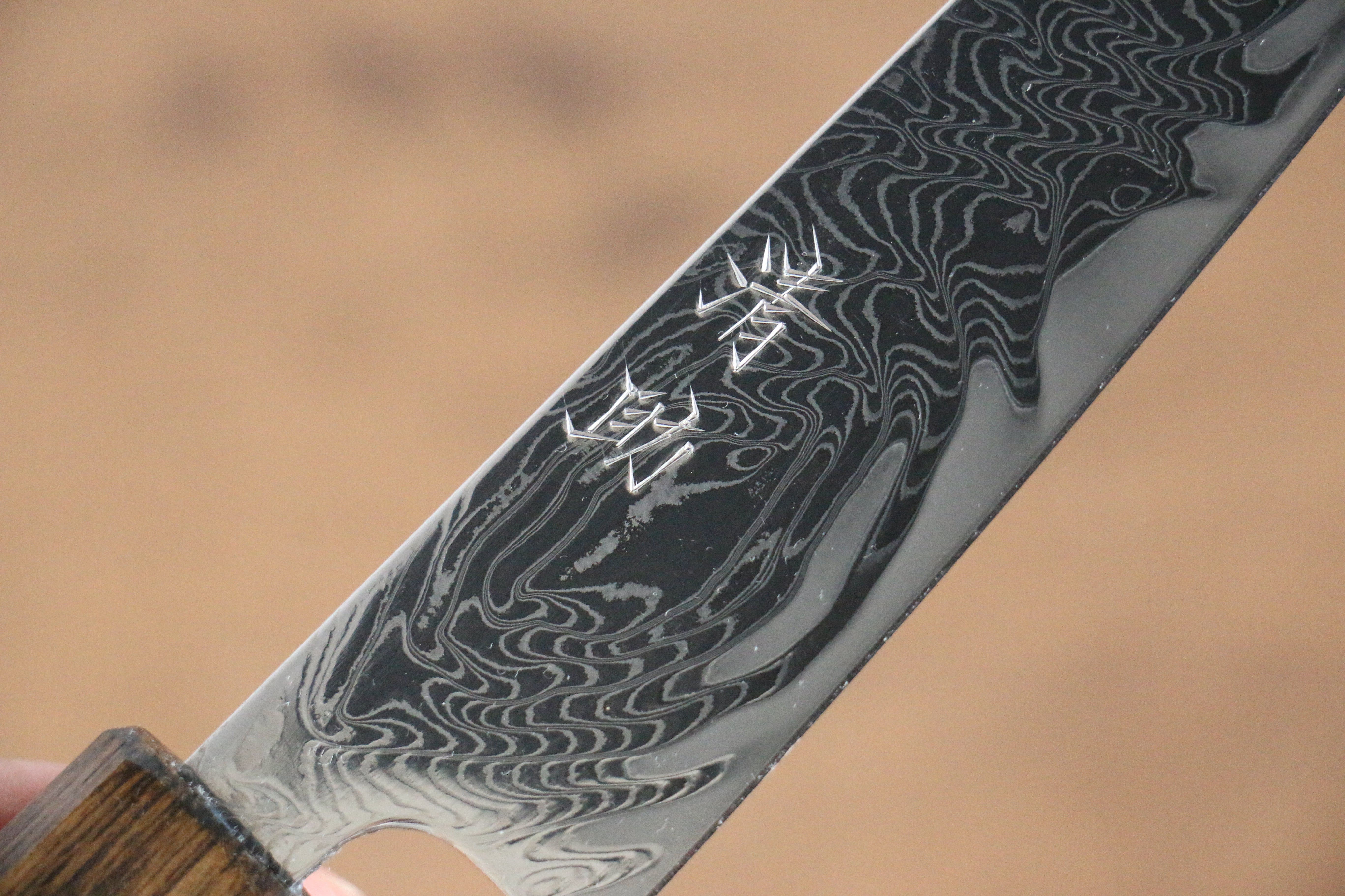 Seisuke Nami AUS10 Mirrored Finish Damascus Petty-Utility 135mm Oak Handle - Japanny - Best Japanese Knife